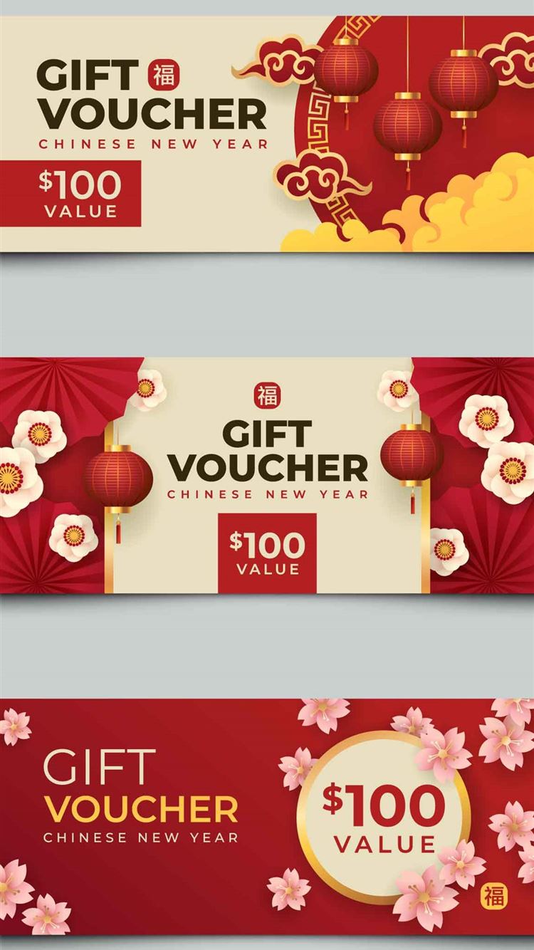 Set of Chinese New Year Gift Voucher 1879949 Vecto. iPhone Wallpaper Free Download