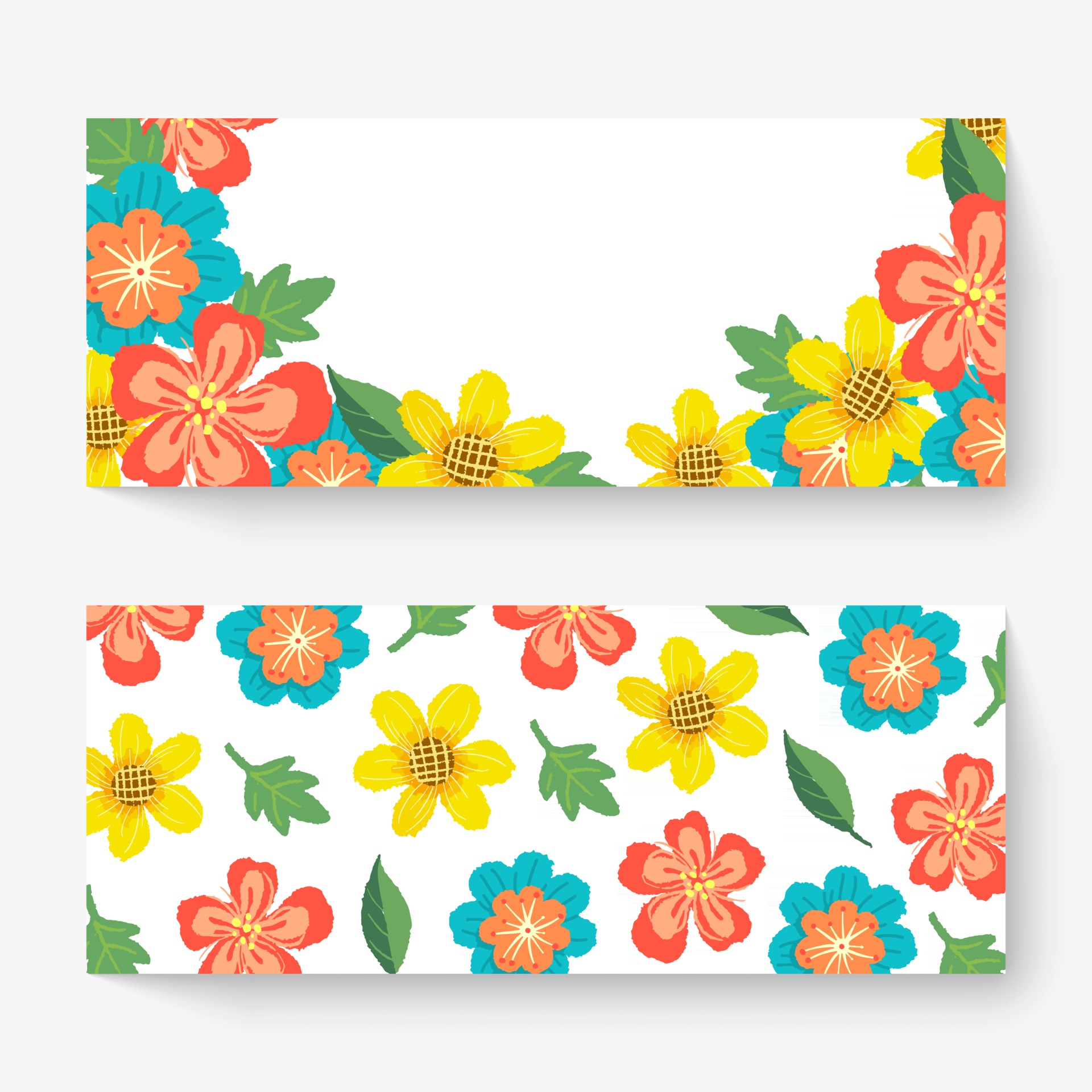 Spring floral banner with colorful flowers. Can be use for voucher, wallpaper, flyers, invitation, posters, brochure, coupon discount