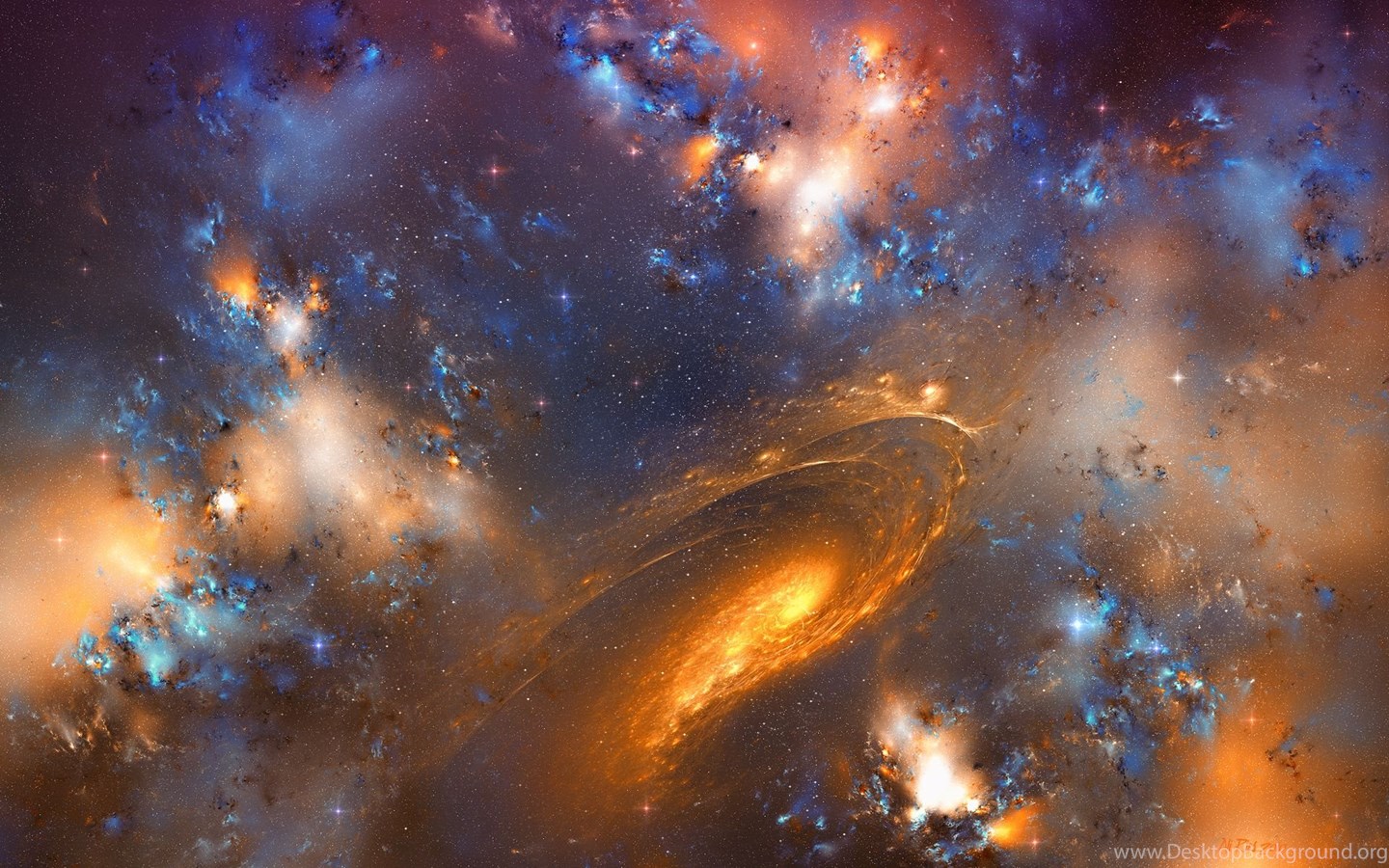 Full HD Wallpaper + Space, Stars, Galaxies, Blue, Orange, Andromeda Desktop Background