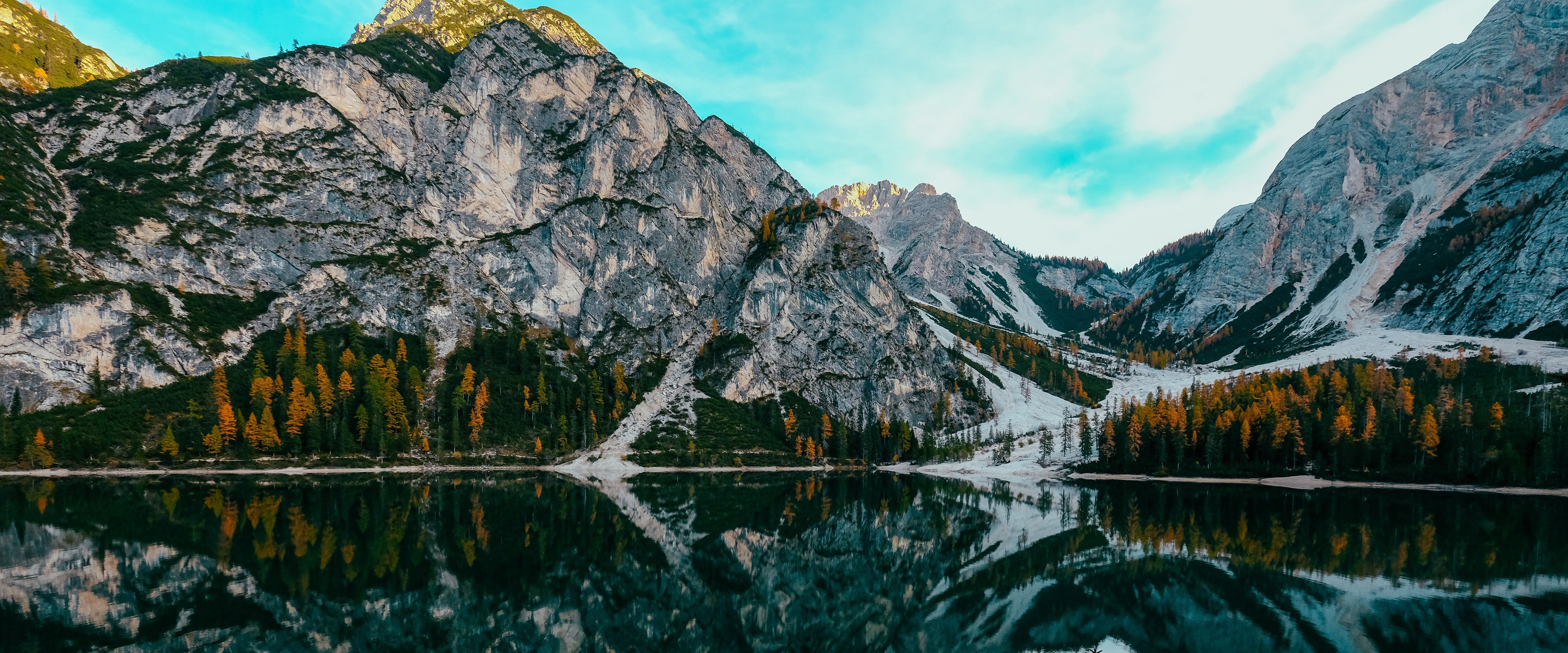 Mountain Nature Lake Landscape Scenery 8K Wallpaper