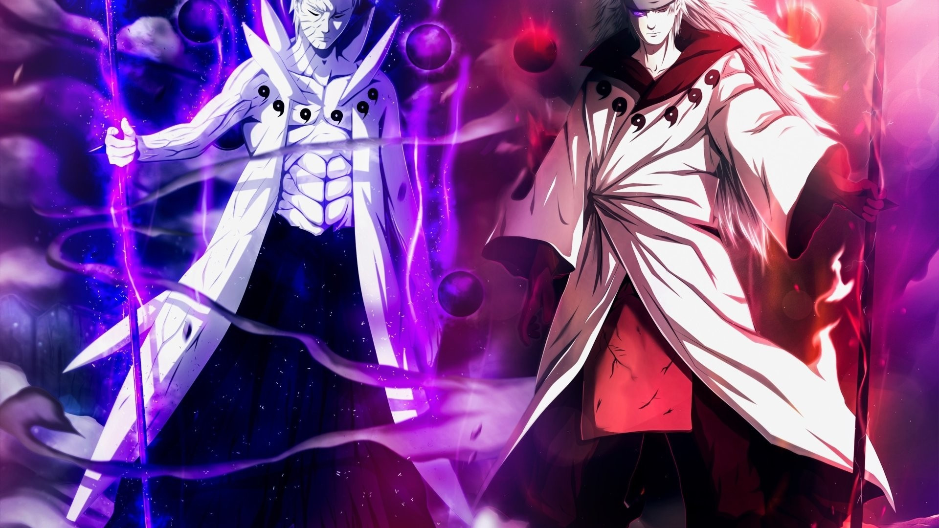 Download 1920x1080 Uchiha Madara, Uchiha Obito, Naruto, Staff Wallpaper for Widescreen