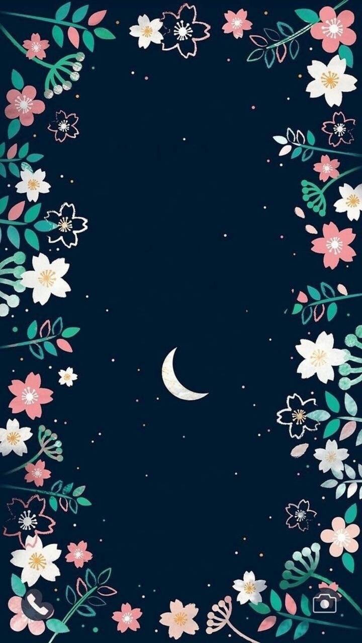 Flowers and Moon Wallpaper Free Flowers and Moon Background