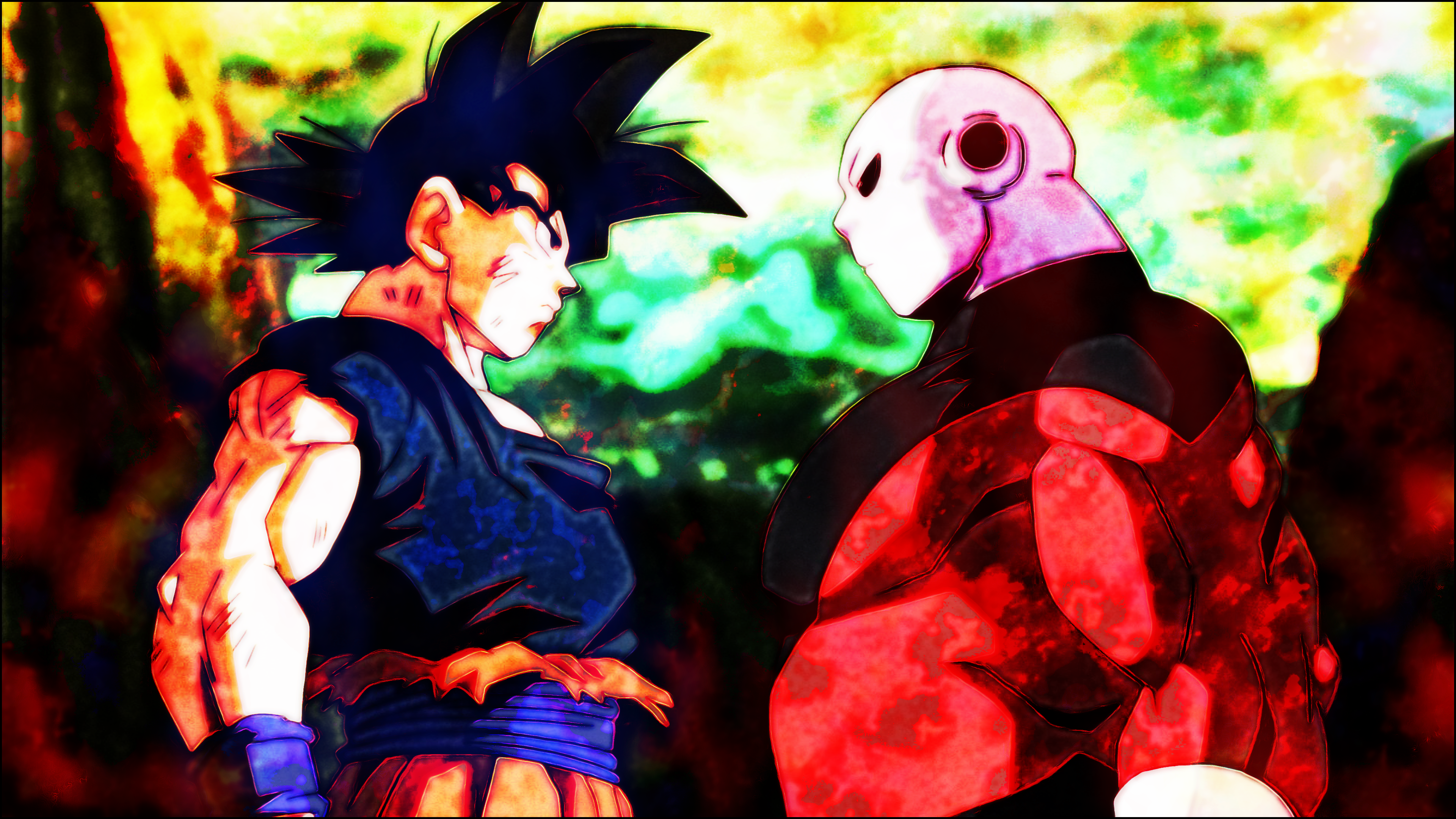 Wallpaper, jiren the gray, Son Goku, Dragon Ball, Dragon Ball Super, brightness, Super Saiyan God, Ultra Instinct Goku 3840x2160