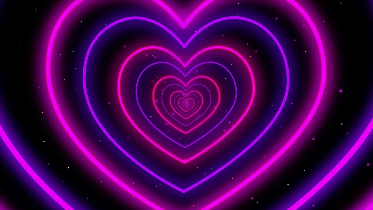Neon Lights Love Heart Tunnel Particles Backgroundk 60fps Tunnel Background