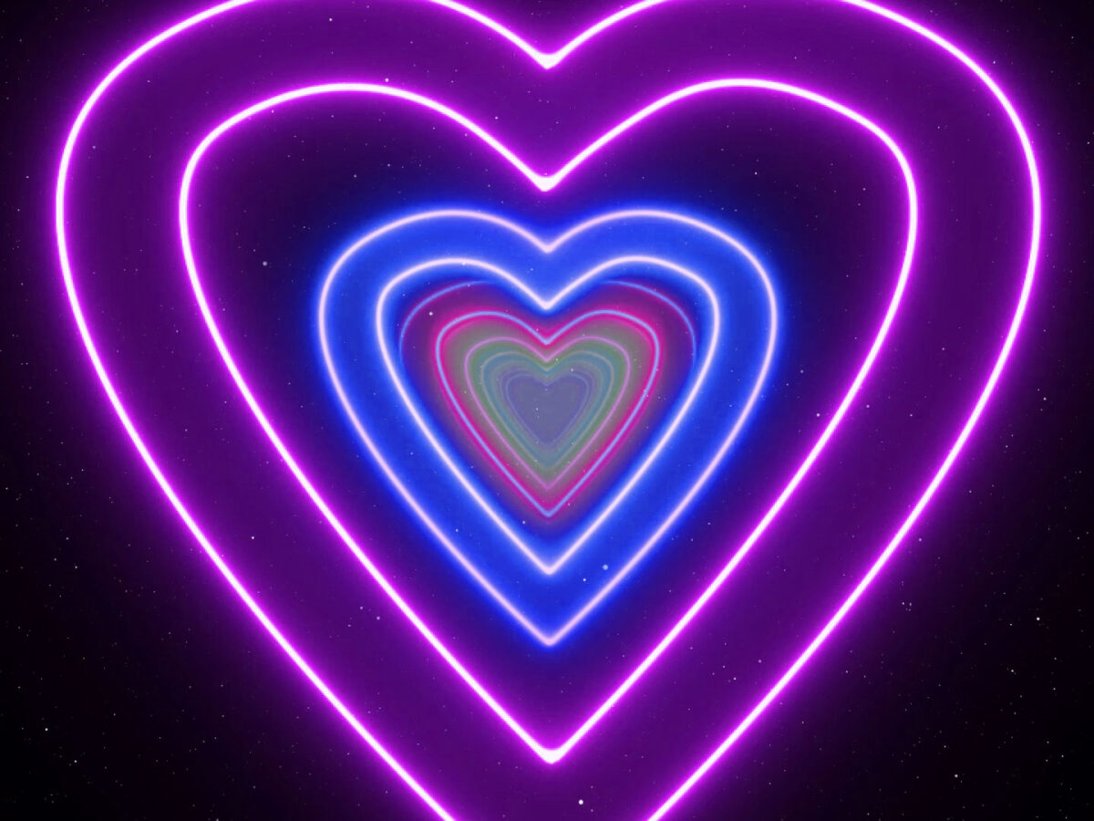 New Neon Lights Love Heart Tunnel and New Romantic Abstract Glow Particles Moving Wallpaper Loops. All Design Creative