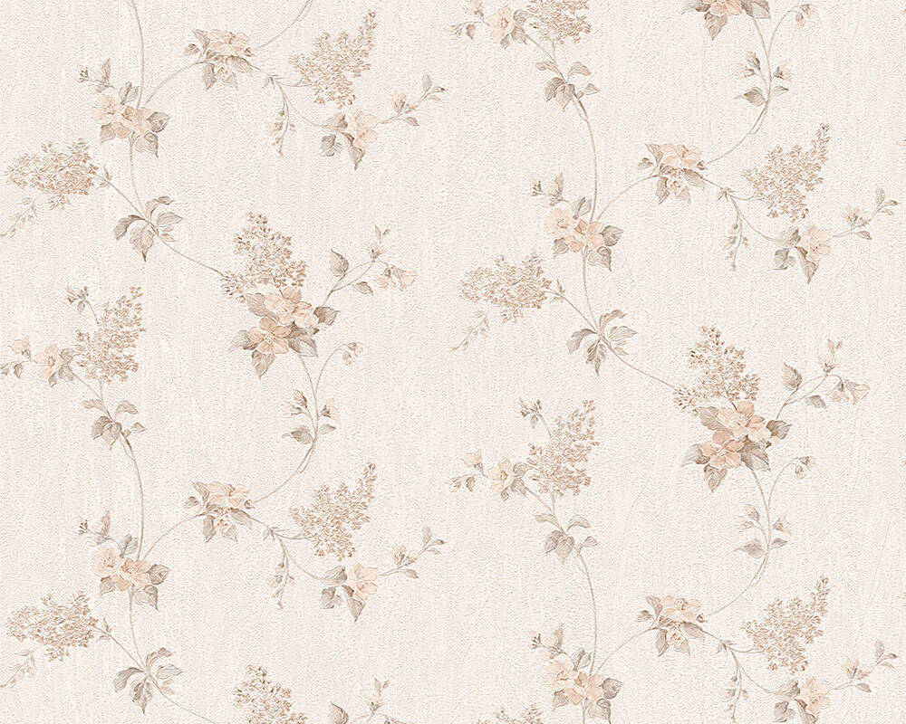 A.S. Création Wallpaper «Cottage, Flowers, Brown, Cream, White» 959282
