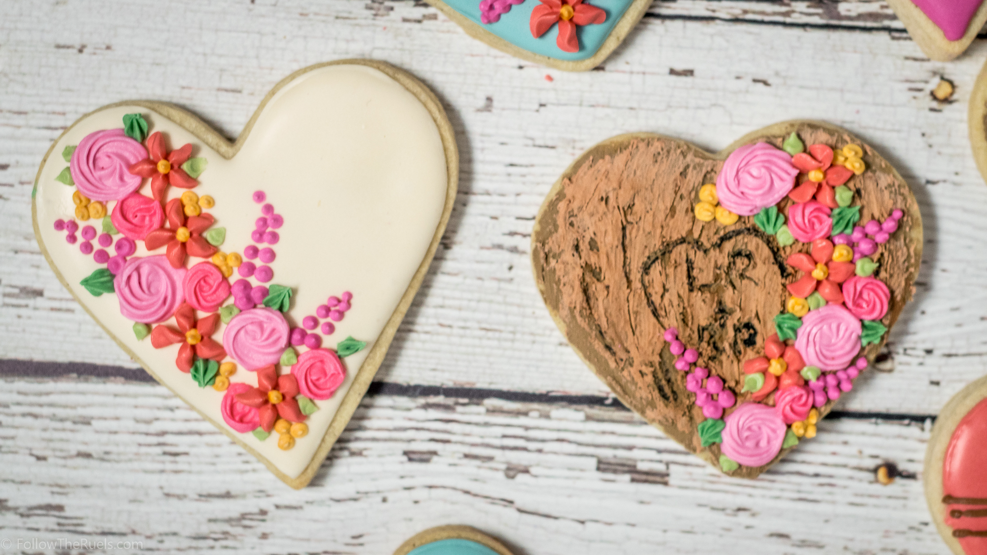 Rustic Floral Valentine's Day Cookies