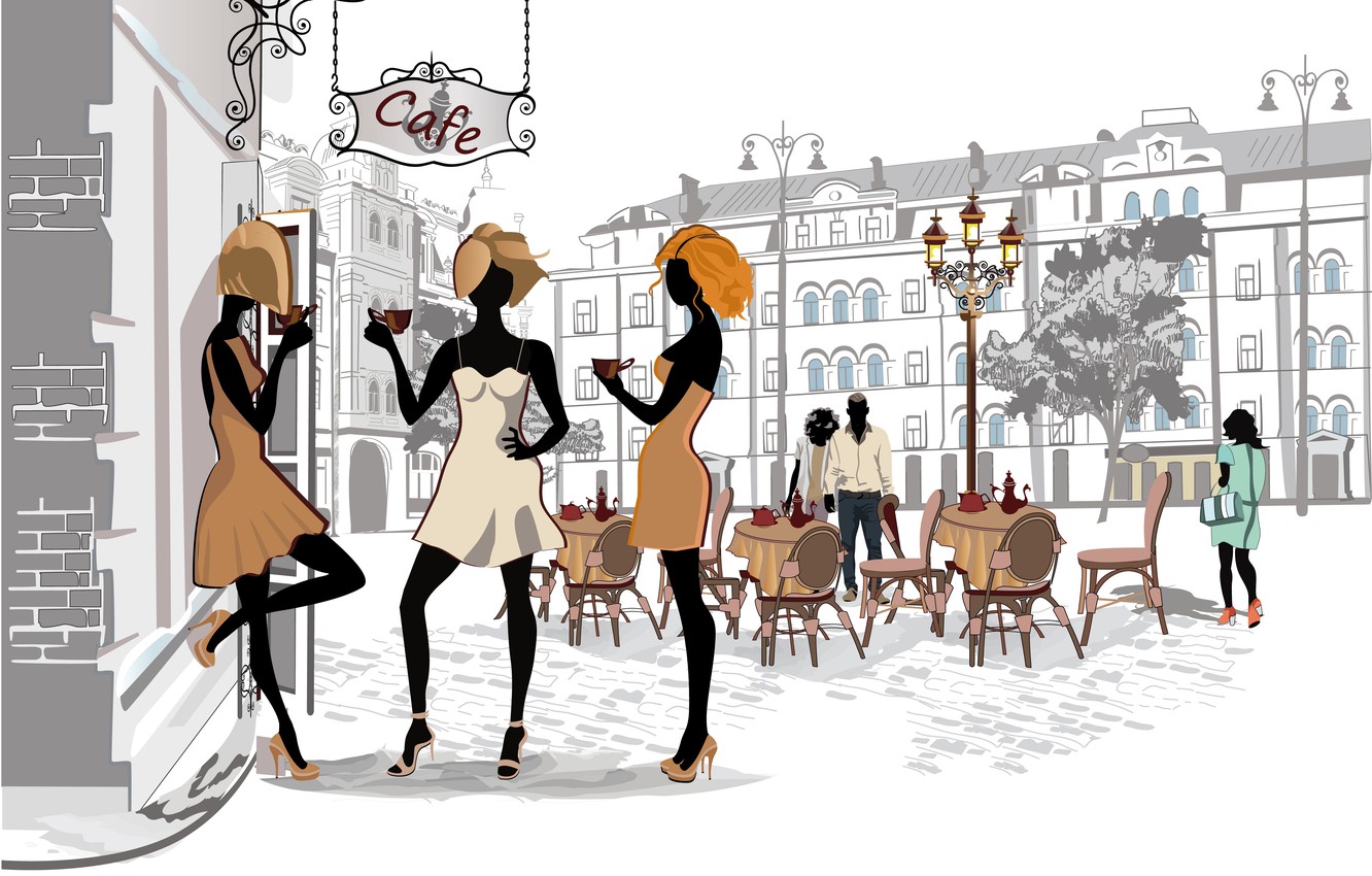 Wallpaper the city, girls, street, Paris, coffee, home, Cafe image for desktop, section стиль