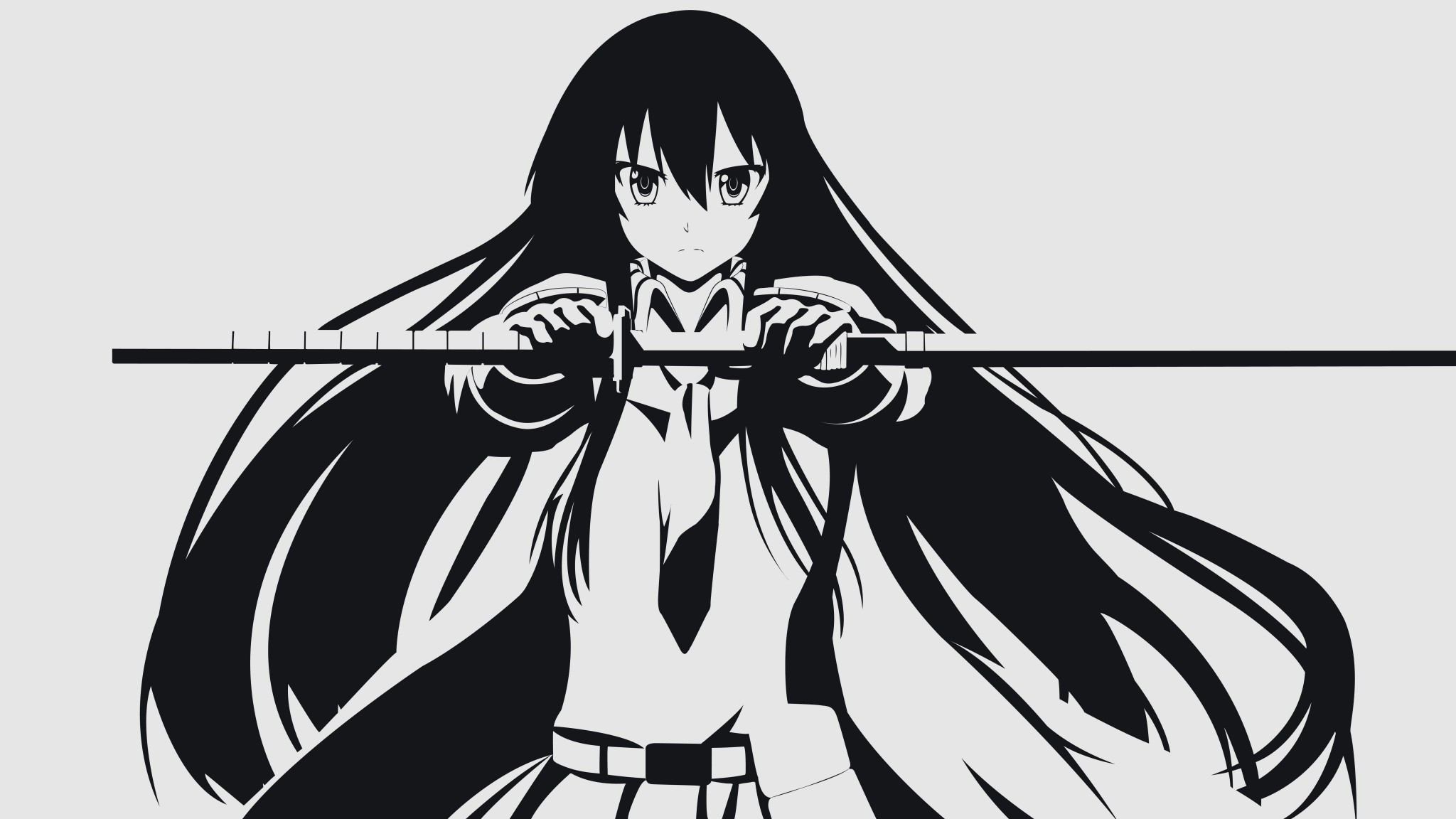 Download 2048x1152 Akame Ga Kill, Akame, Manga, Black And White, Sword Wallpaper