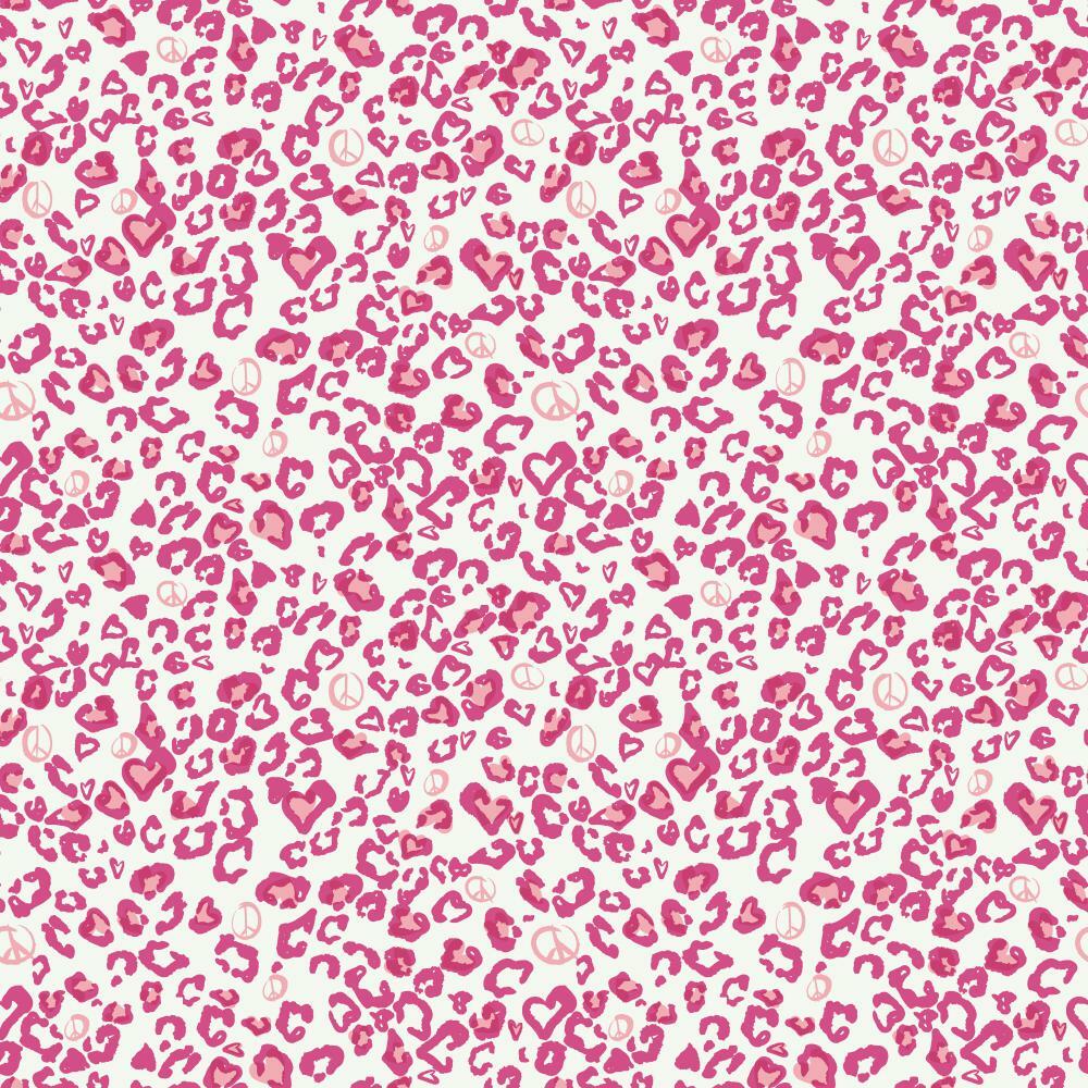 Girl Power 2 Leopard With Peace Sign Pink Wallpaper PW3943
