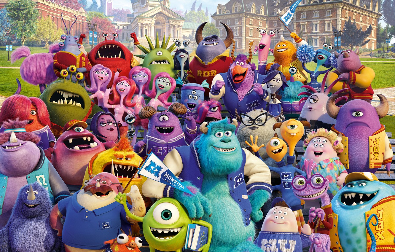 Wallpaper Color, Dean, 2013, Mike Wazowski, Monsters University, Movie, Monsters, Randall Boggs, All Monster, University, James P Sullivan, Randy, Inc, Dean Hardscrabble, Mike, Sullivan image for desktop, section фильмы