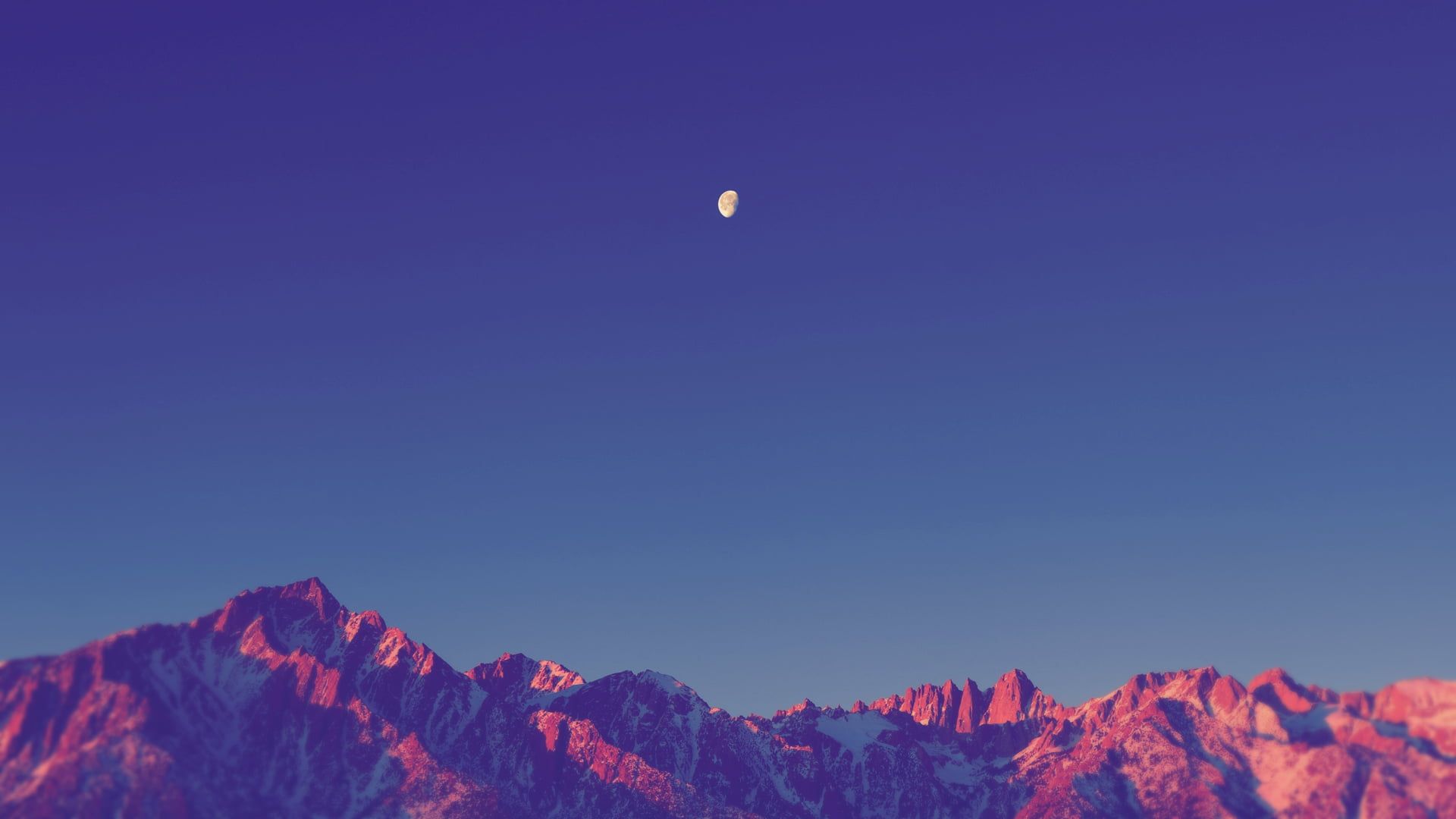 mountain digital wallpaper, moon over