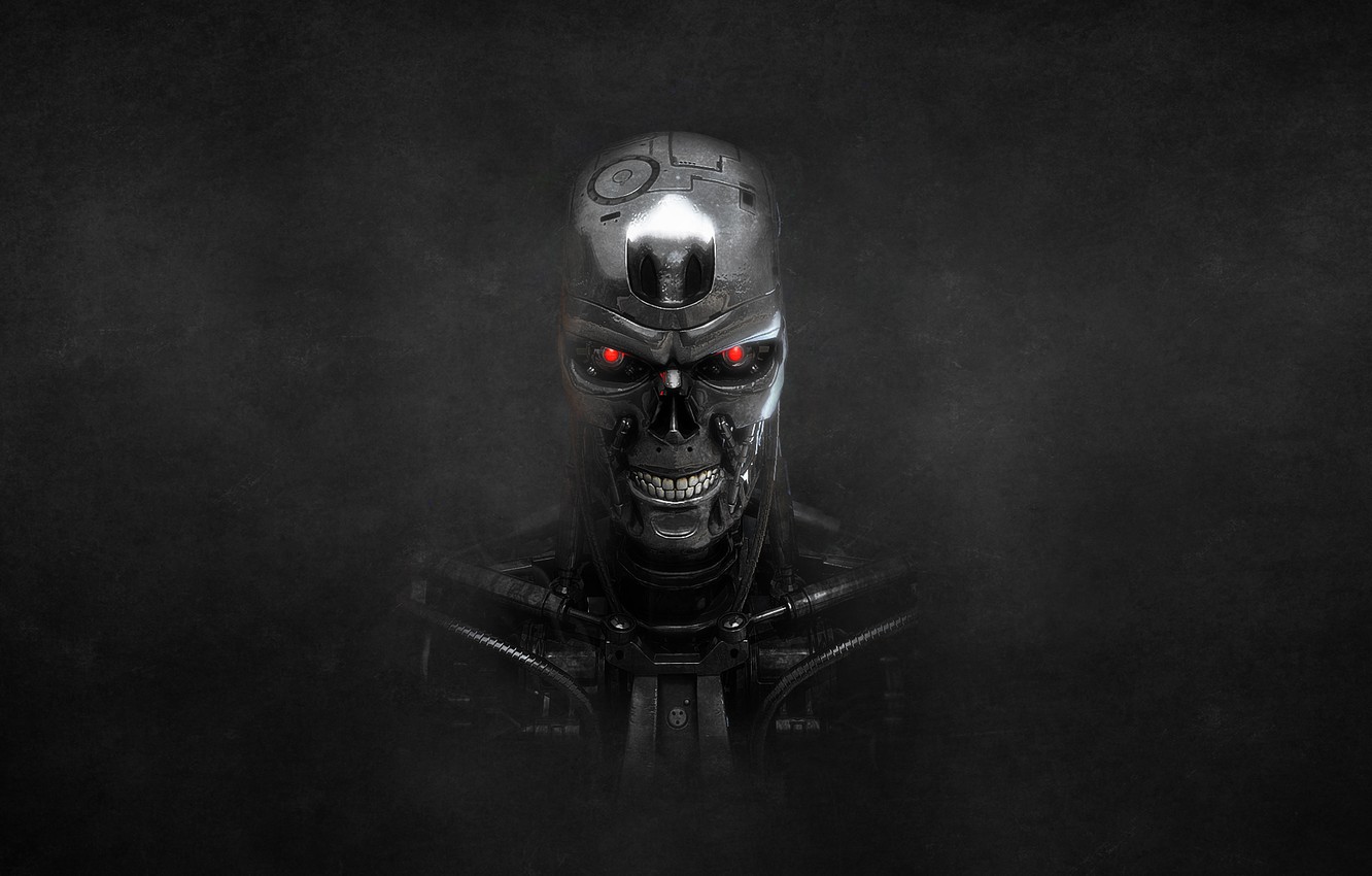 Wallpaper the dark background, skull, robot, terminator, skeleton, terminator image for desktop, section фантастика