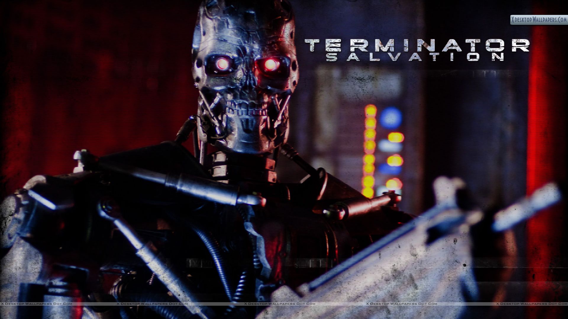 Terminator Salvation Robot With Red Eyes Wallpaper