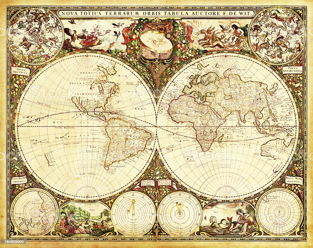 Antique Decorative World Map Stock Illustration Image Now