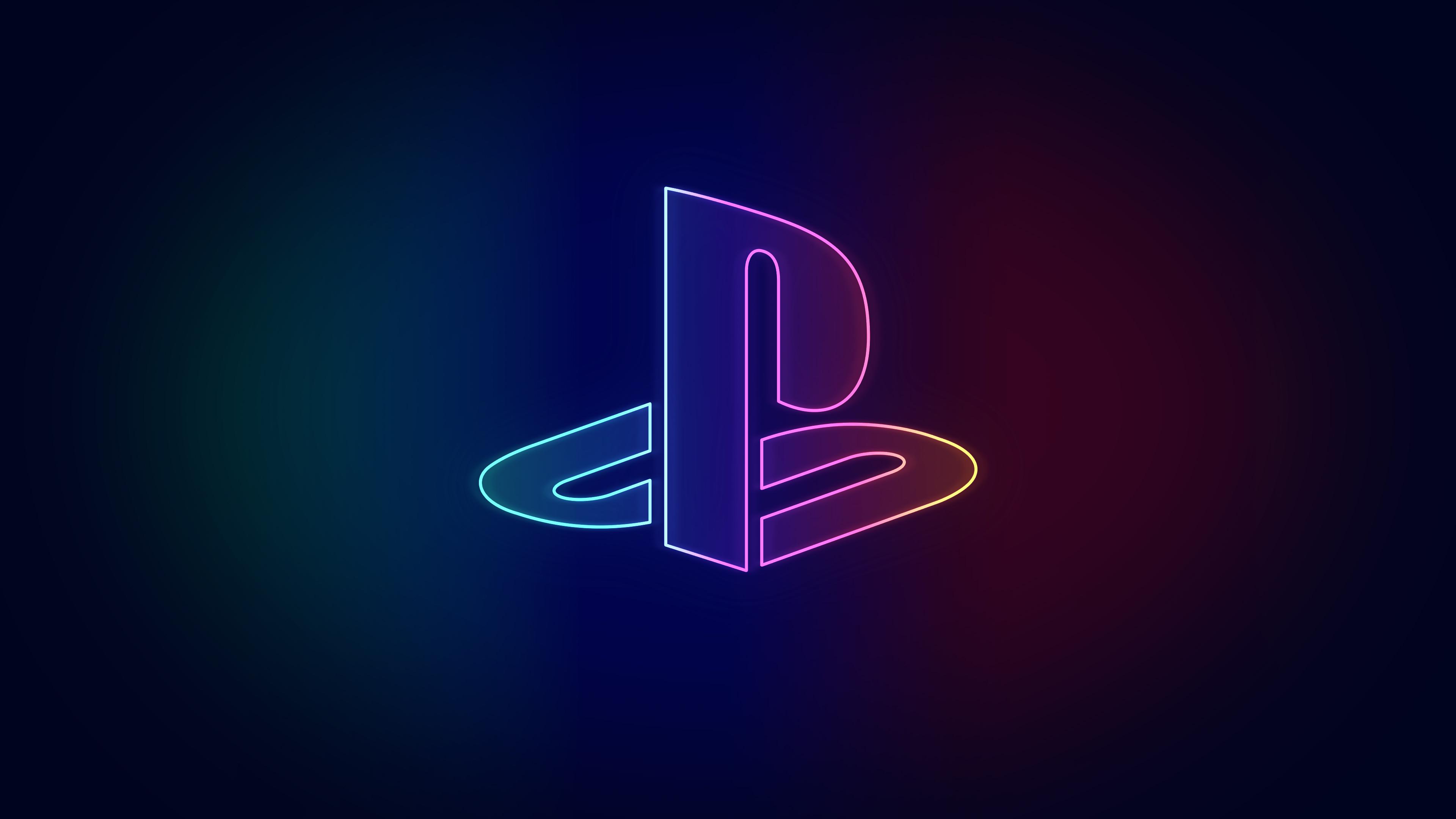 Neon Playstation wallpaper [3840 x 2160], PlayStation, Video game console, Gaming