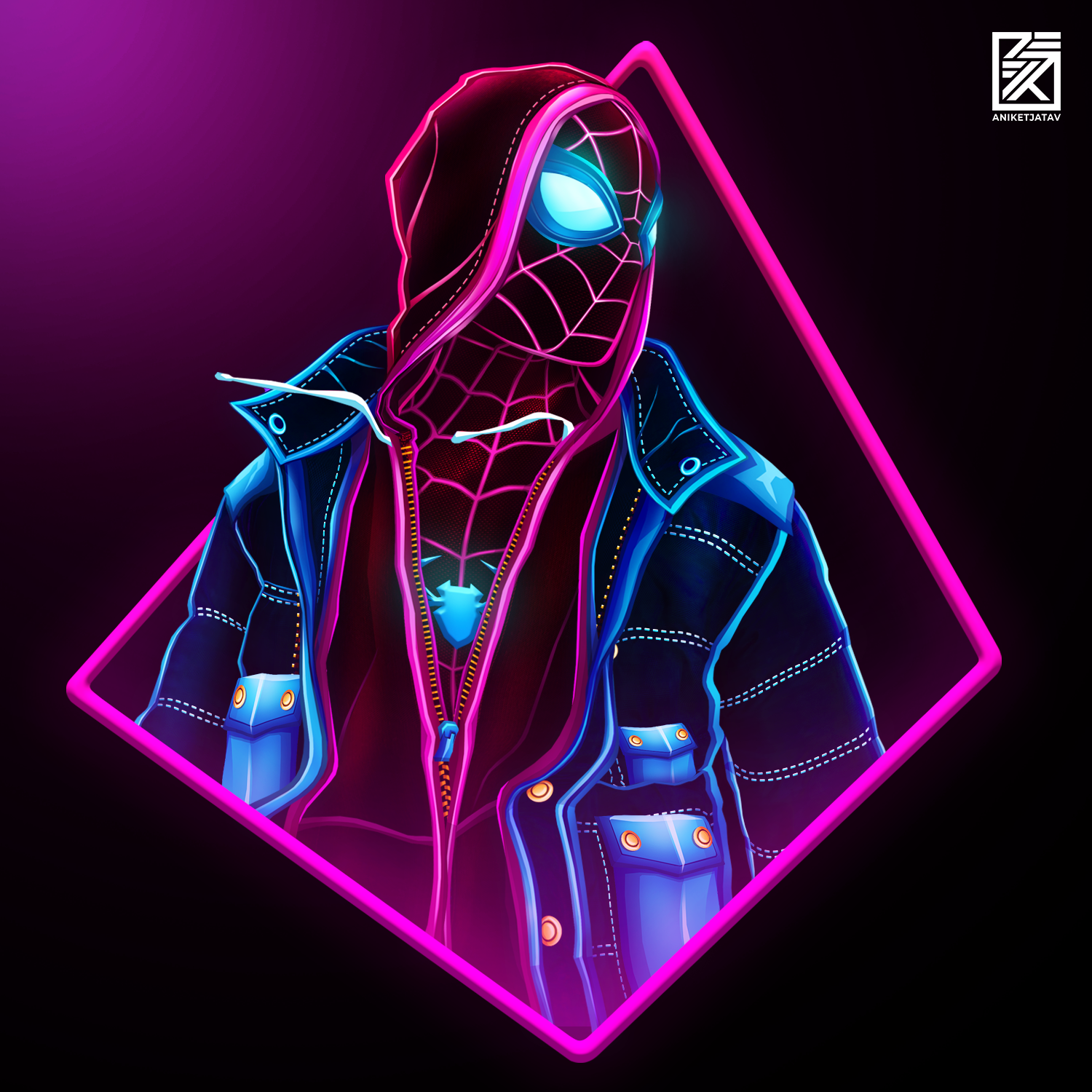 Thought I'd Share Some More Of My Neon Spider Man Miles Morales Suits Artworks. Doing A Big Series With All PS5 Suits