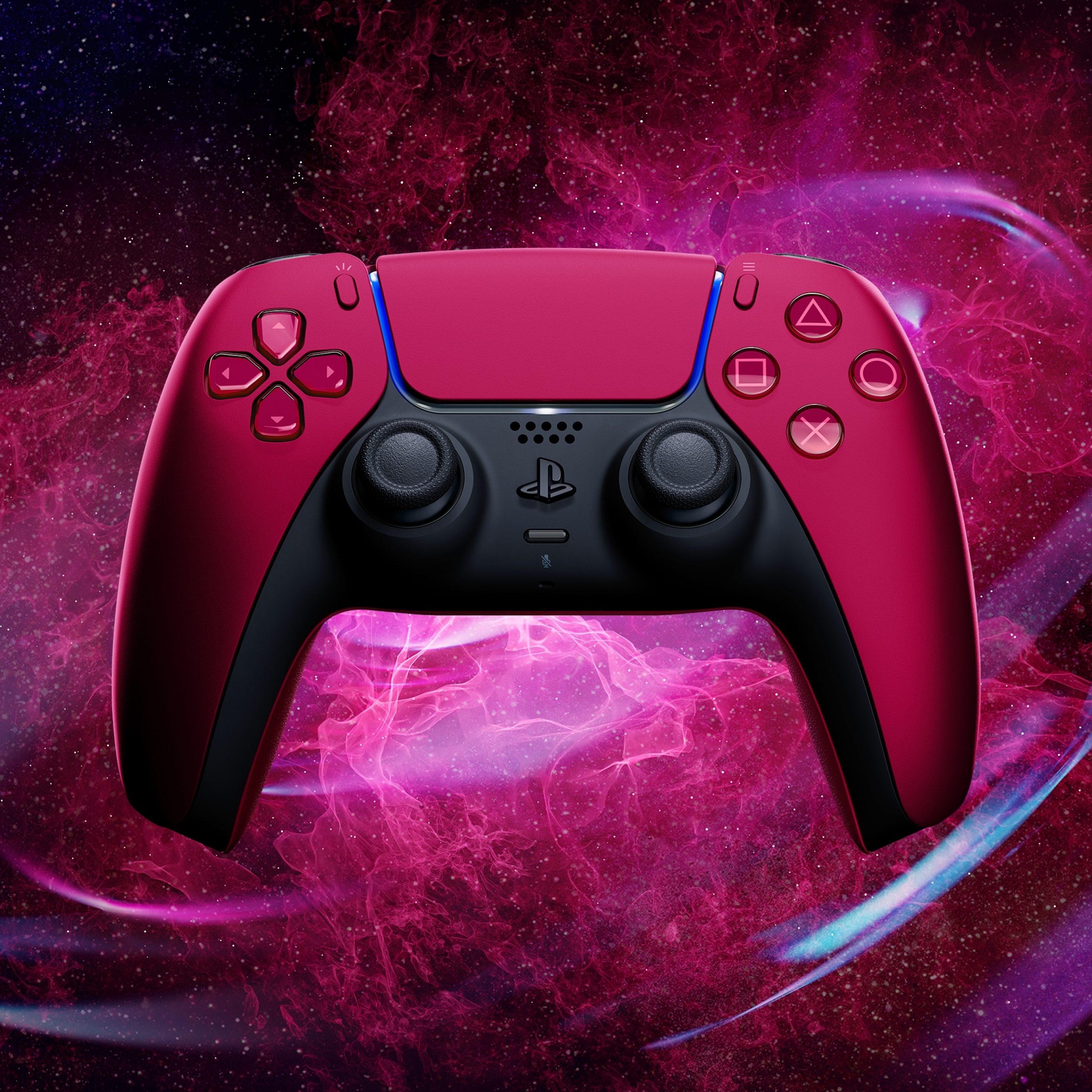 Sony PS5 Wallpaper 4K, DualSense Wireless Controller, Cosmic Red, Technology