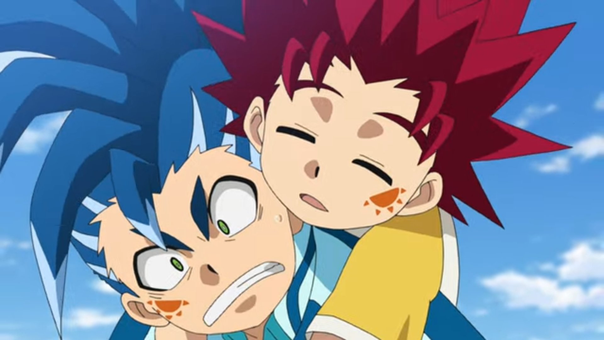 Aru アル♡ new beyblade protagonists are the asahi brothers!! hikaru and hyuga are hyperactive twins who also happen to be huge fans of valt.they're adorable