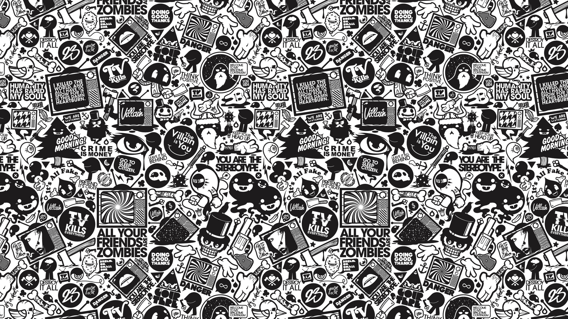 Retro Black And White Design Vector Hd Wallpaper 1920×1080 3661