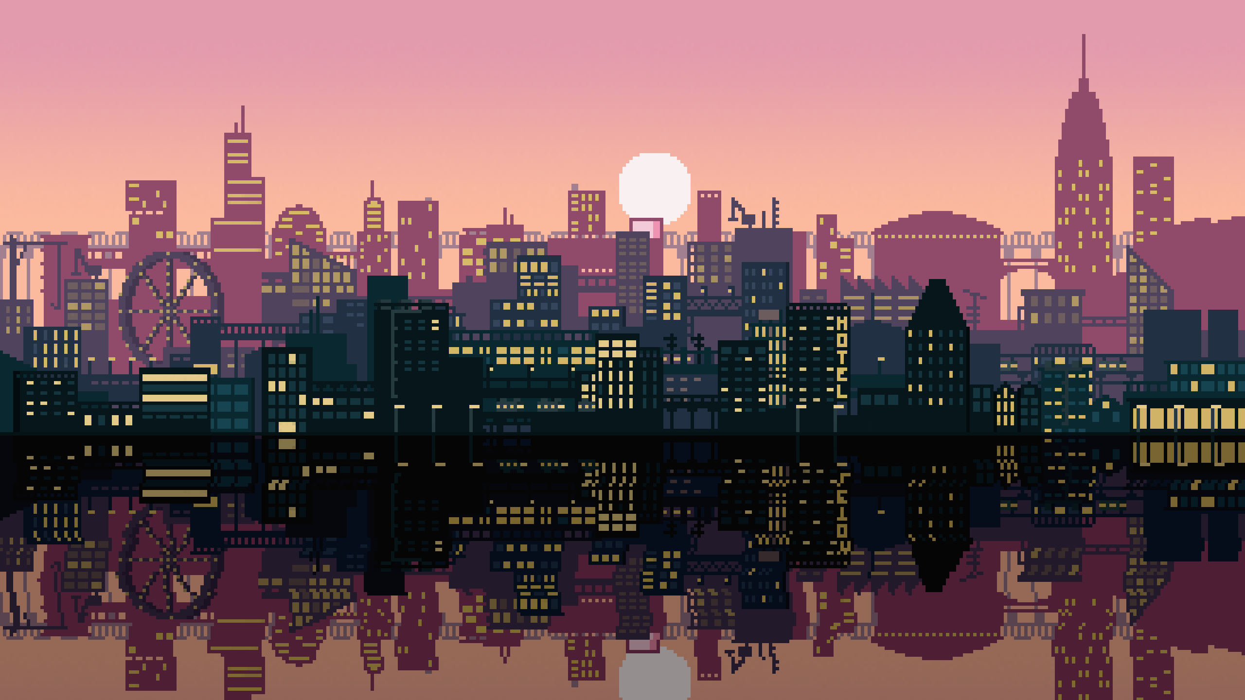 Pixel Art City [2560x1440][oc] City Background