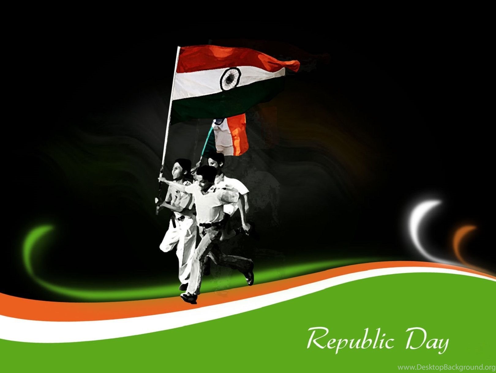 Happy Republic Day Child Hand India Flag Desktop Background