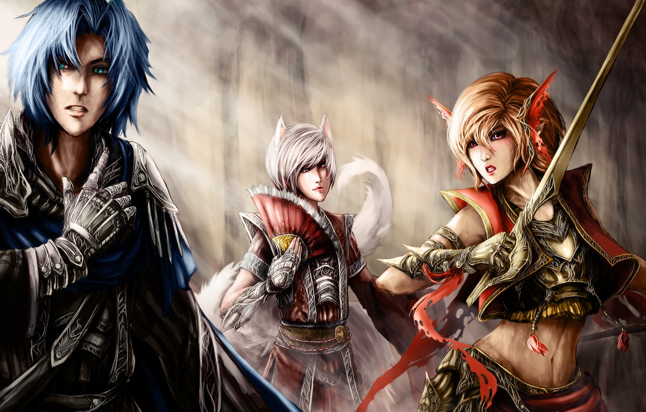 Wallpaper girls, art, elves, girl, guy, warriors, art, boy, warriors, elves image for desktop, section фантастика