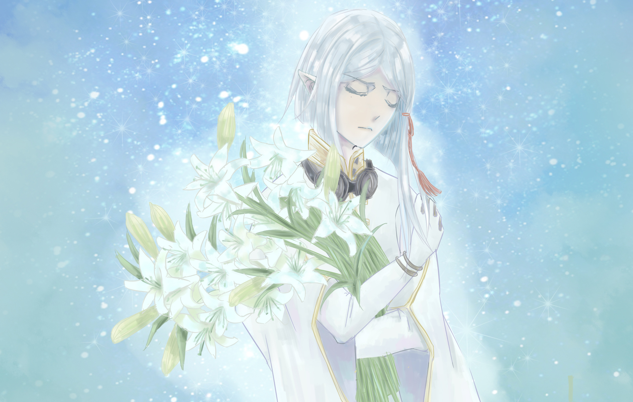 Wallpaper, Last Exile, dio eraclea, elf, boy, flowers 2031x1289