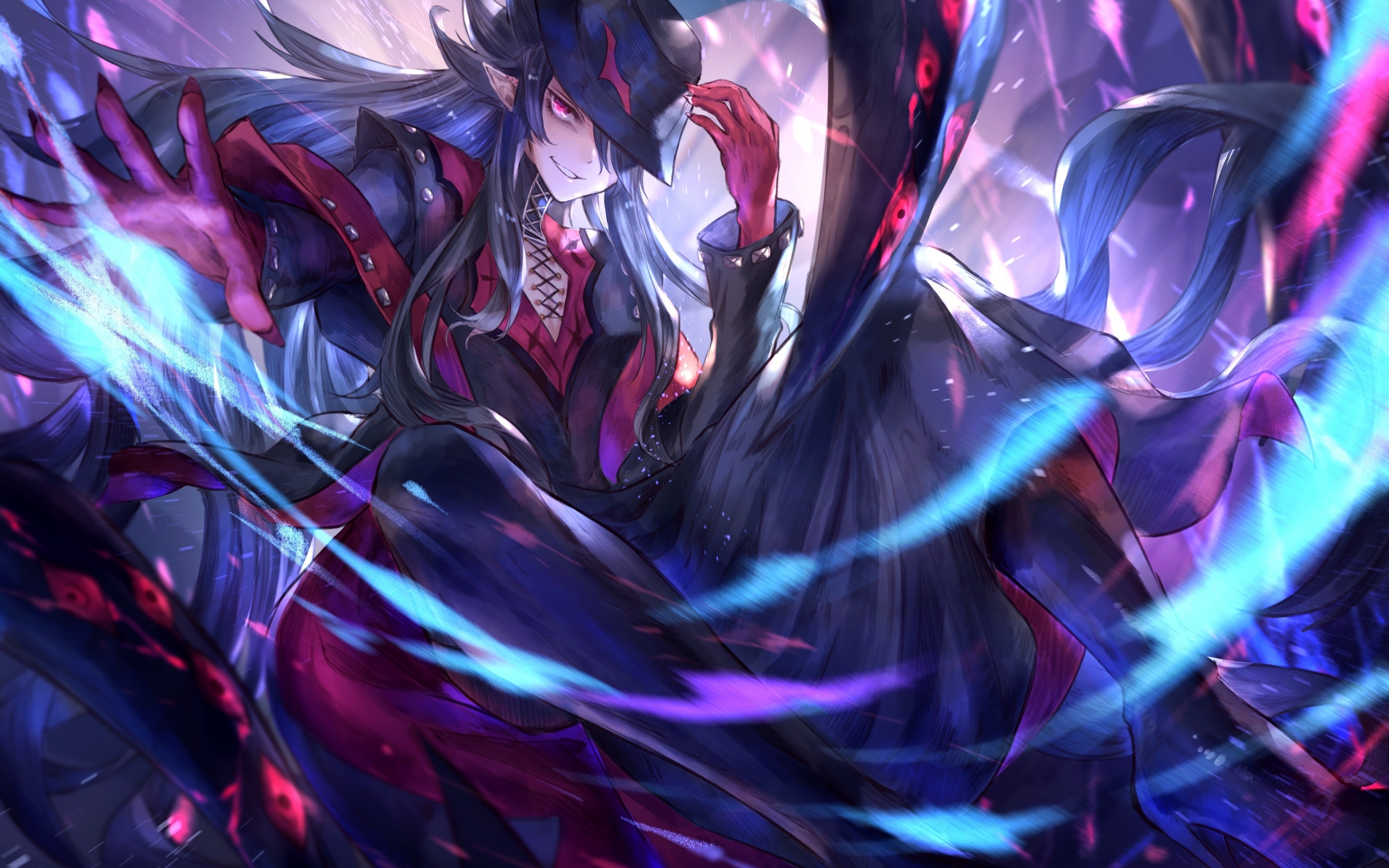 Wallpaper Magician, Gloves, Elf Ears, Earrings, Anime Boy, Long Hair:4093x2894