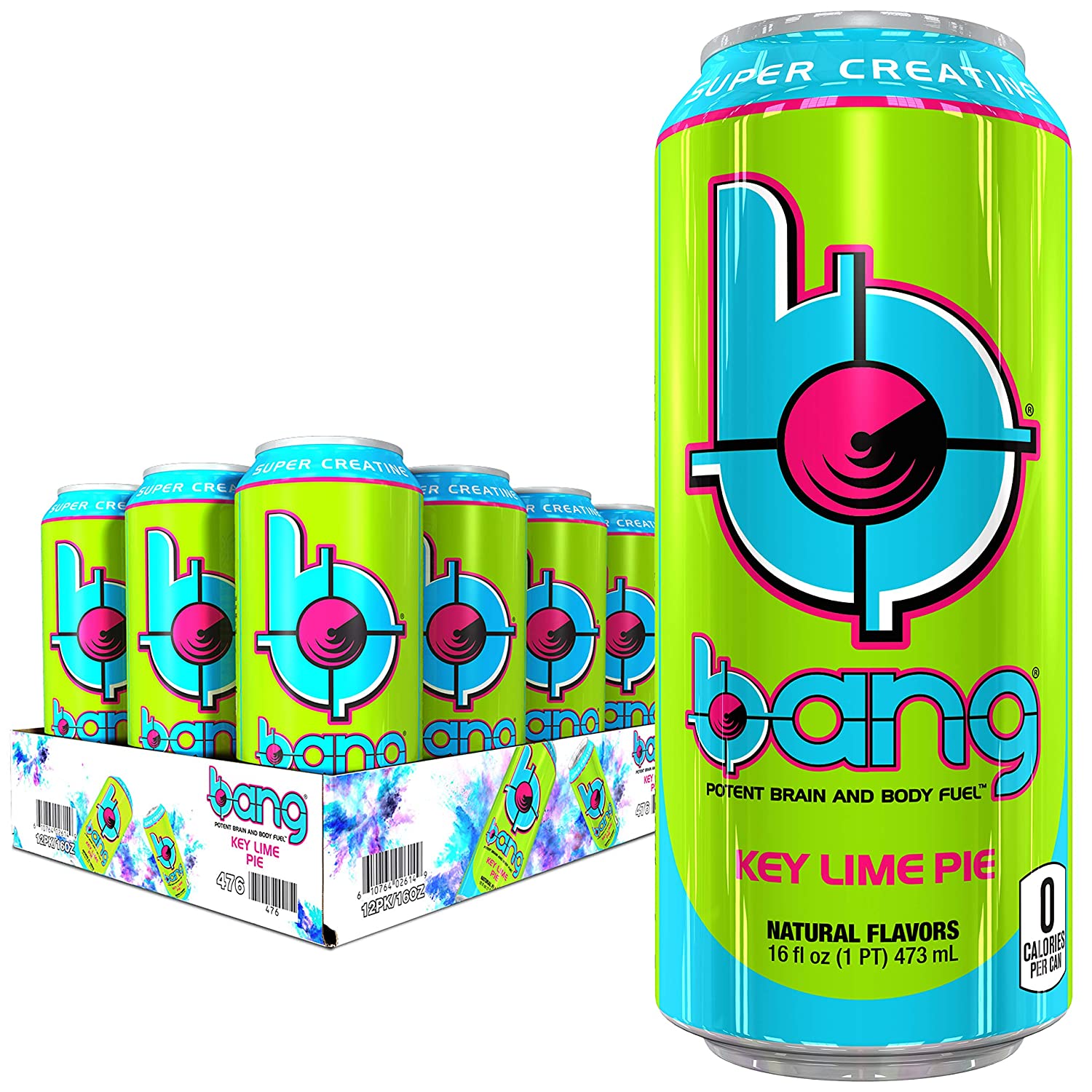 Bang Key Lime Pie Energy Drink with Super Creatine, 16 oz Cans, 12 Count
