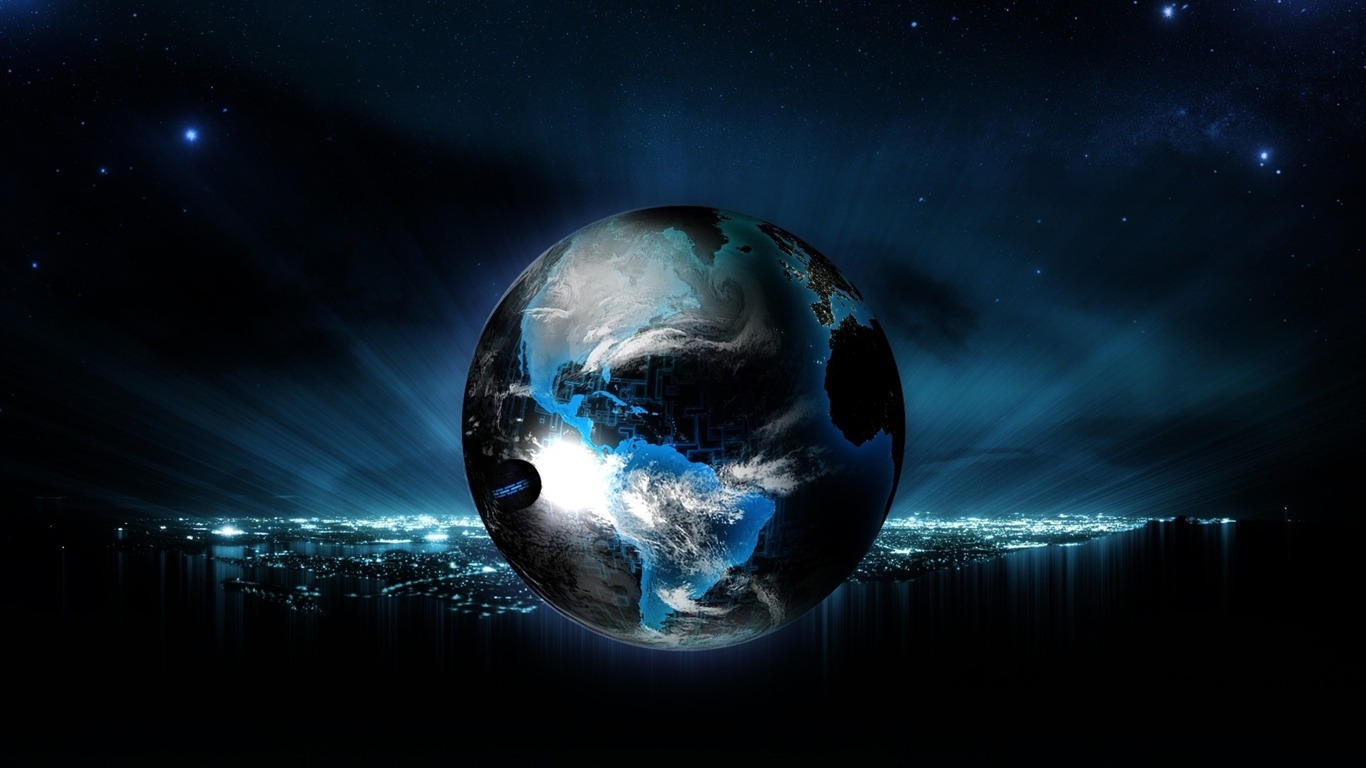 Ball Earth Planet Light Neon Abstract Design Wallpaper For Your XFCE Desktop