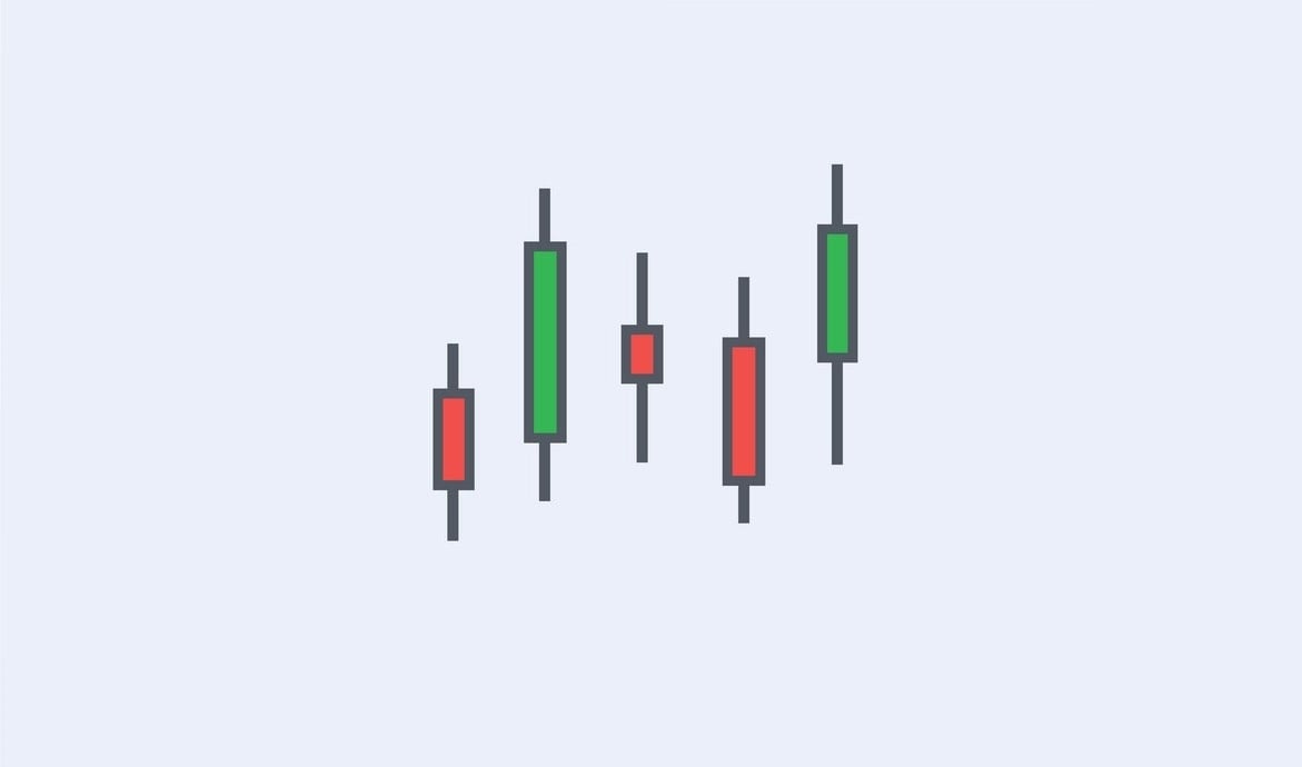 Stock market candlestick chart image (stock market bullish), white  background, clean green line art, fine green line art –hd—ar 2:3 on Craiyon