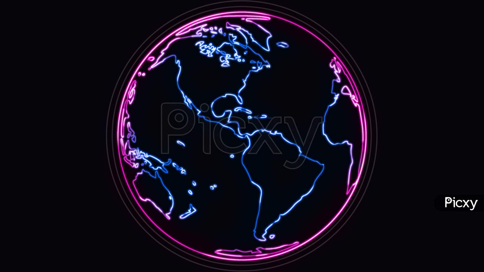 Image Of Vector Graphic Of Glowing Neon Sign Of World Earth In Globe Symbol And Greeting Text At The Center, On Dark Black Background. Earth Neon Banner. TT491958 Picxy