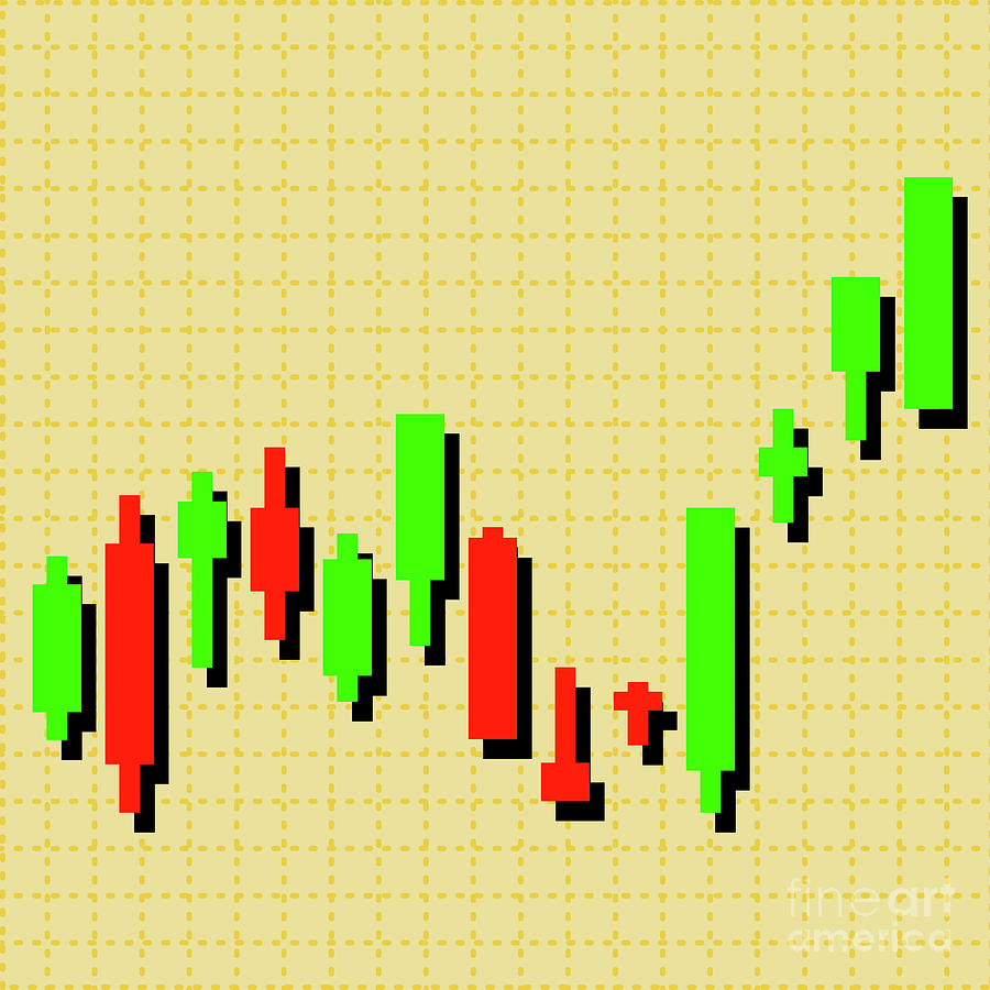 An abstract uptrend candlestick chart pattern background image. Digital Art