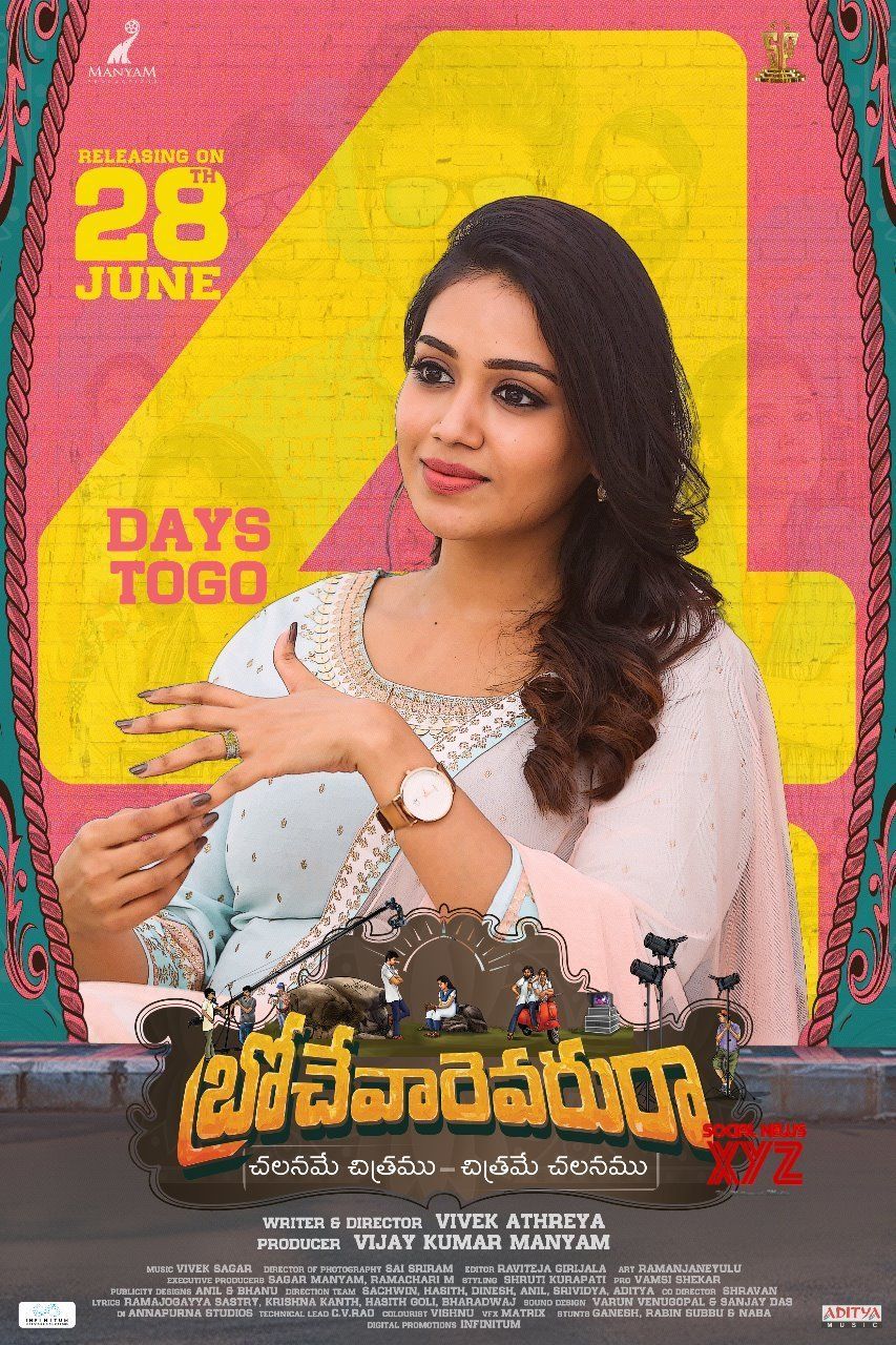 BrochevarevaruRa Movie 4 Days To Go Poster News XYZ. Indian film actress, Nivetha pethuraj, South actress