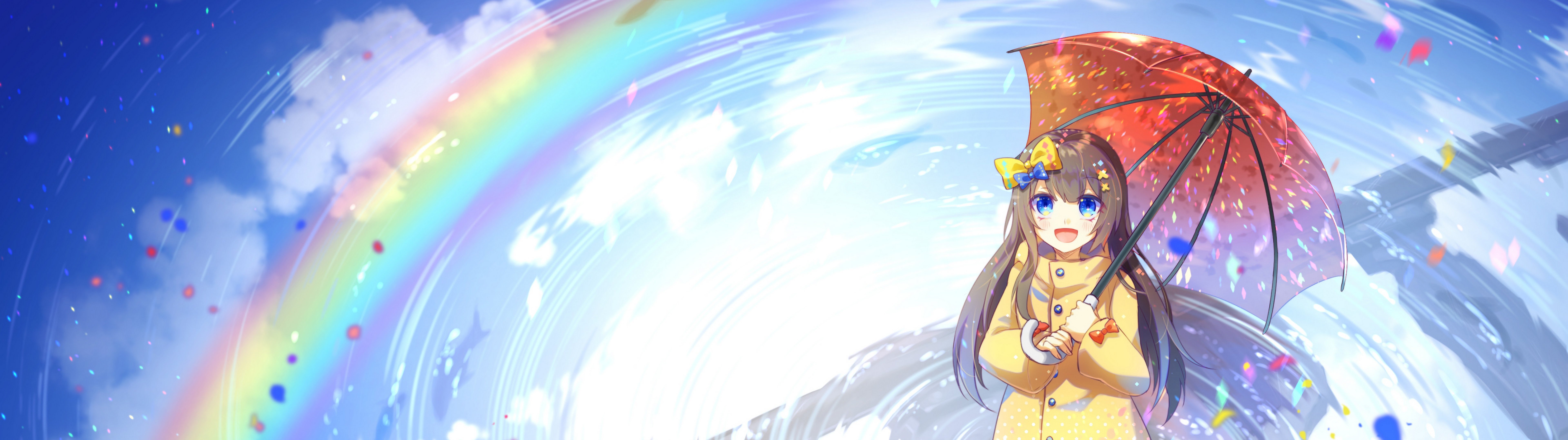 Anime Cute Girl Rainbow 4K Wallpaper