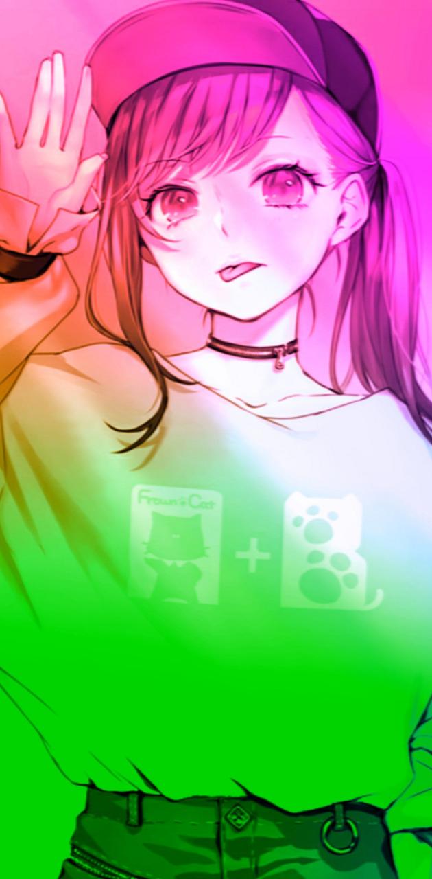 Anime Kawaii Colorful Girl Wallpaper