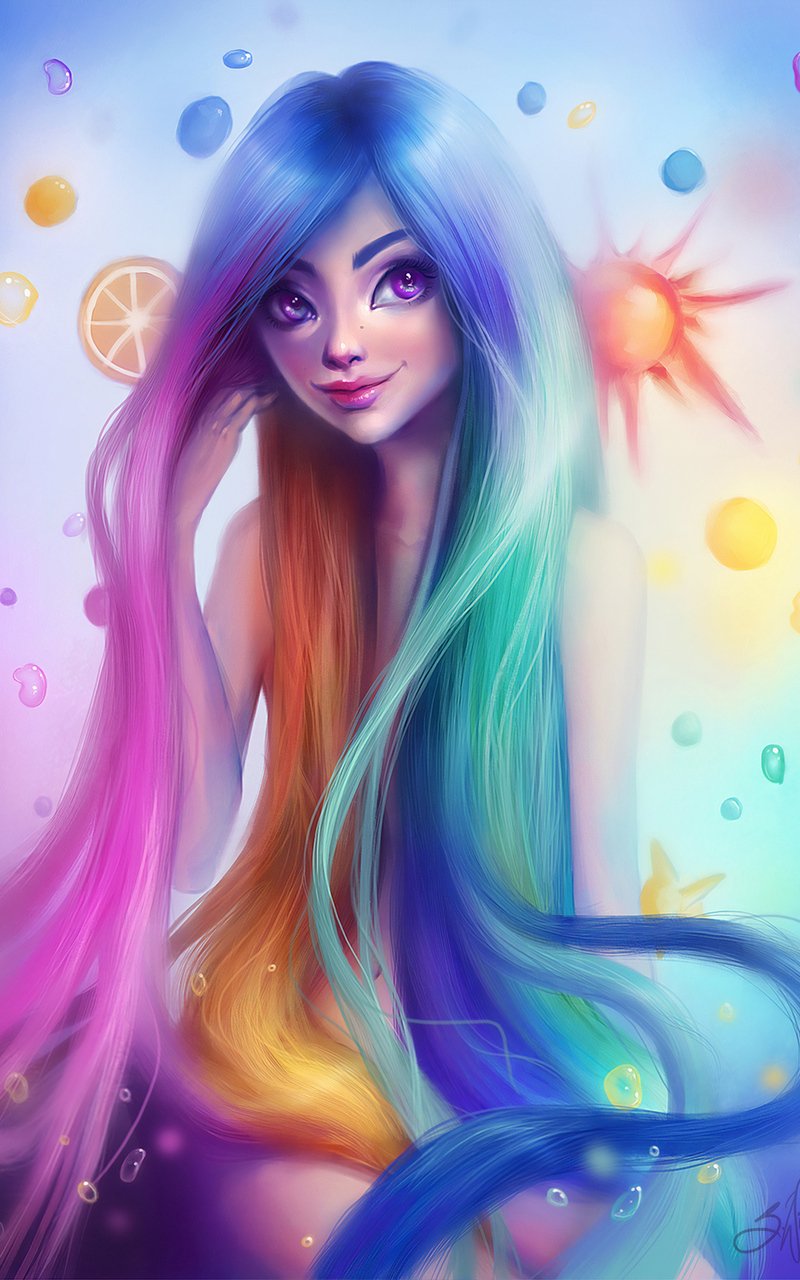 Rainbow Hair Girl Nexus Samsung Galaxy Tab Note Android Tablets HD 4k Wallpaper, Image, Background, Photo and Picture