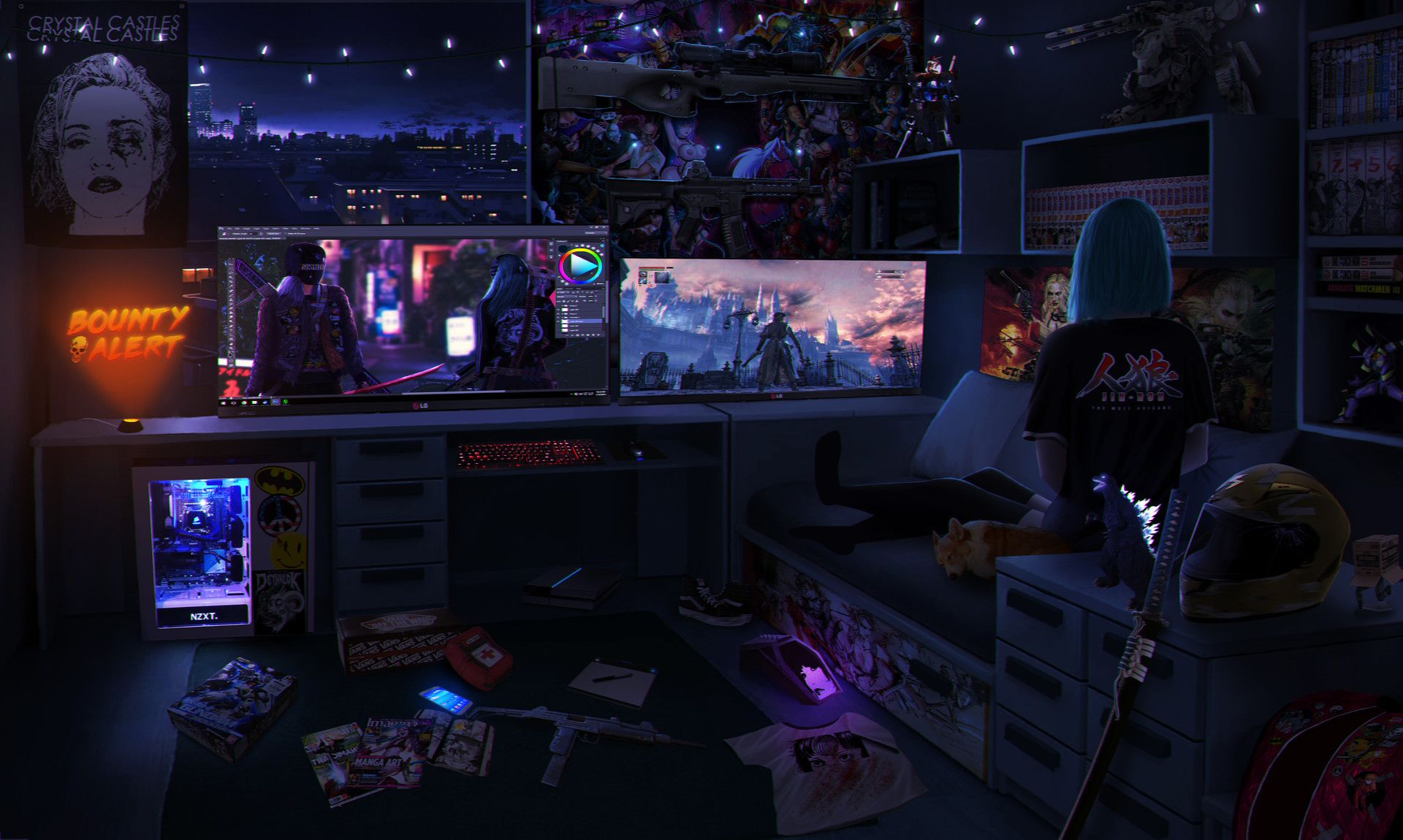 Character Room design, landen woodall. Cyberpunk room, Cyberpunk aesthetic, Cyberpunk