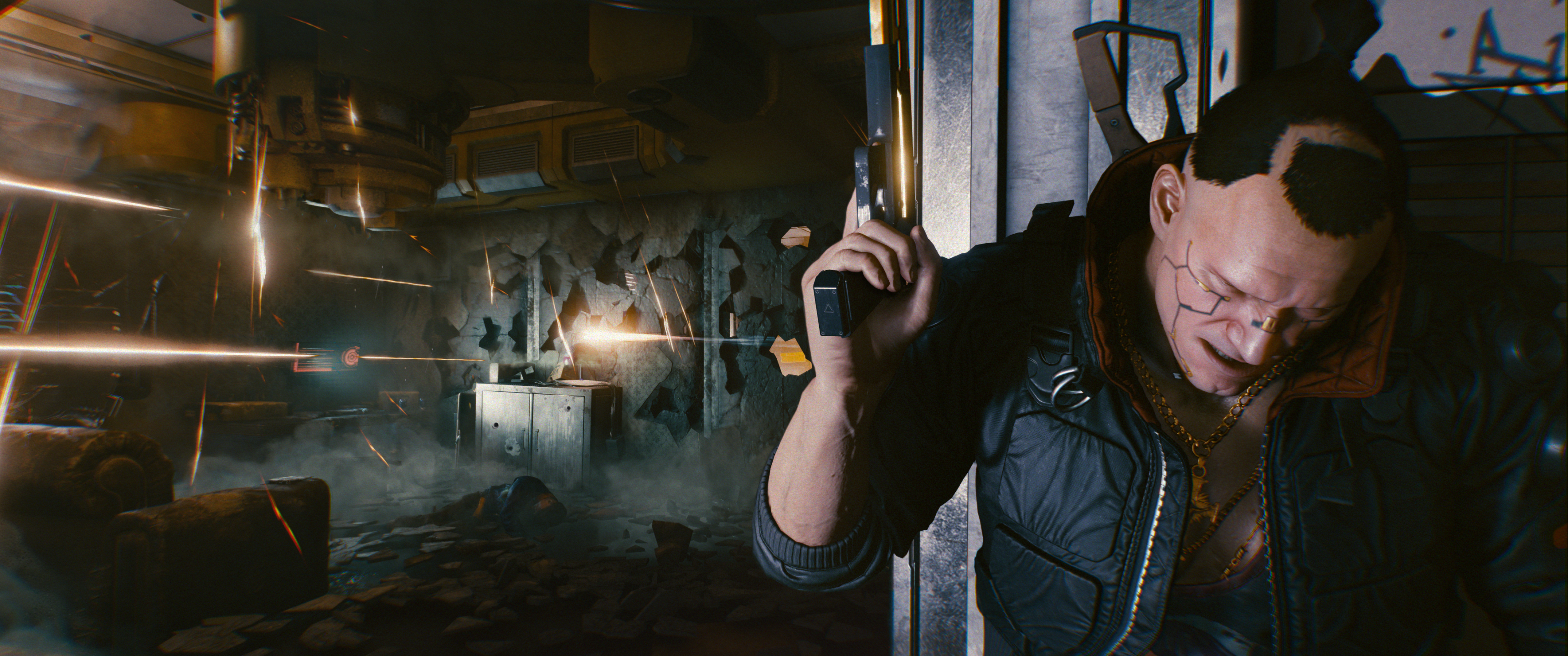 Download 3440x1440 Cyberpunk 2077, Room, In Game Wallpaper