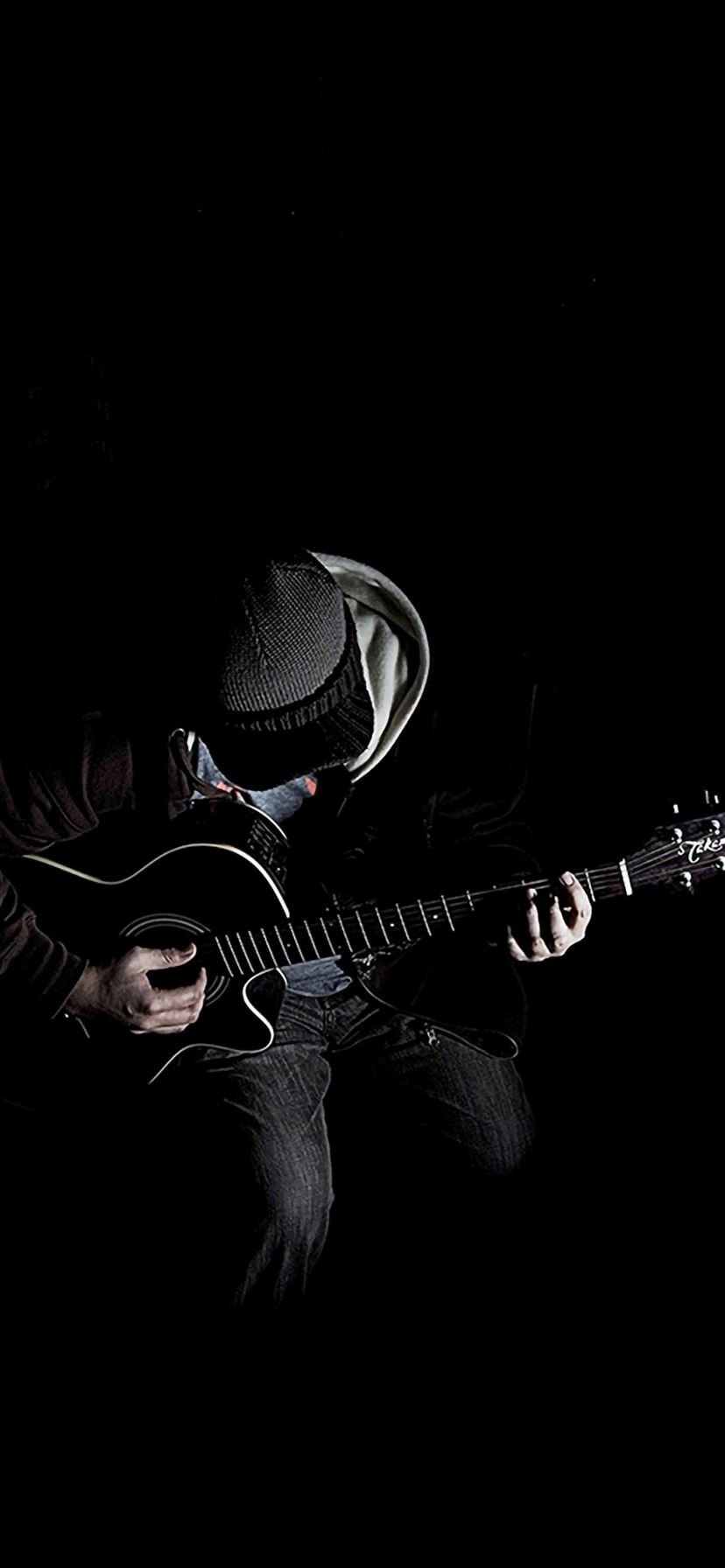 Out Of Dark Guitar Player Music iPhone Wallpaper Free Download
