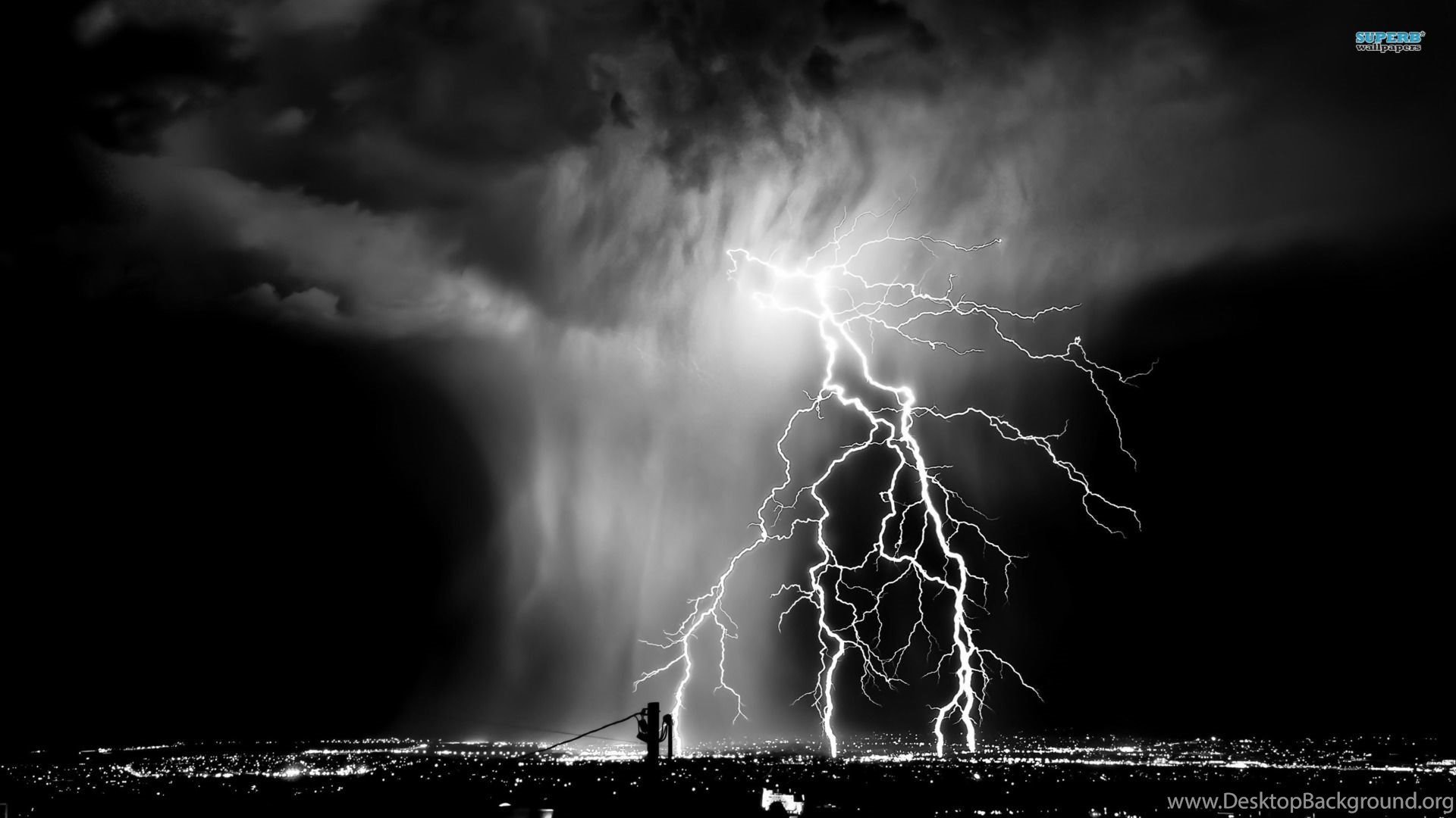 Lightning Over The City Wallpaper Photography Wallpaper Desktop Background