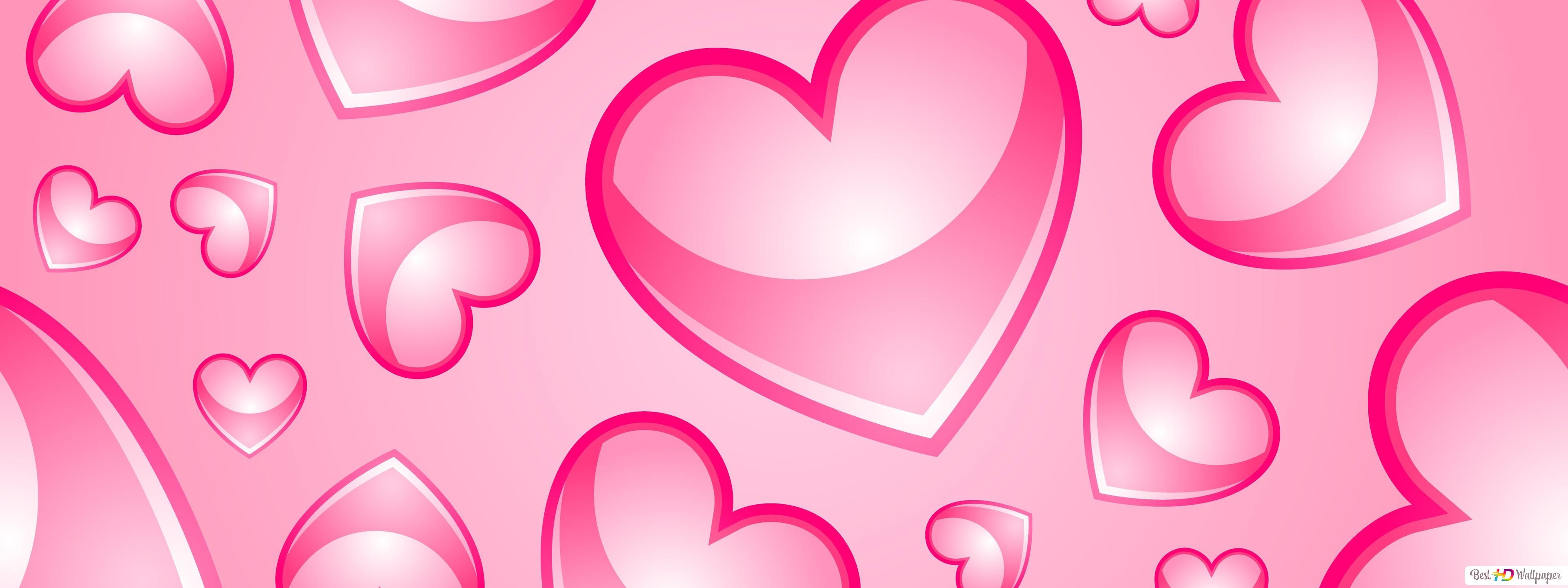 Valentine's day pink artistic hearts HD wallpaper download's Day wallpaper