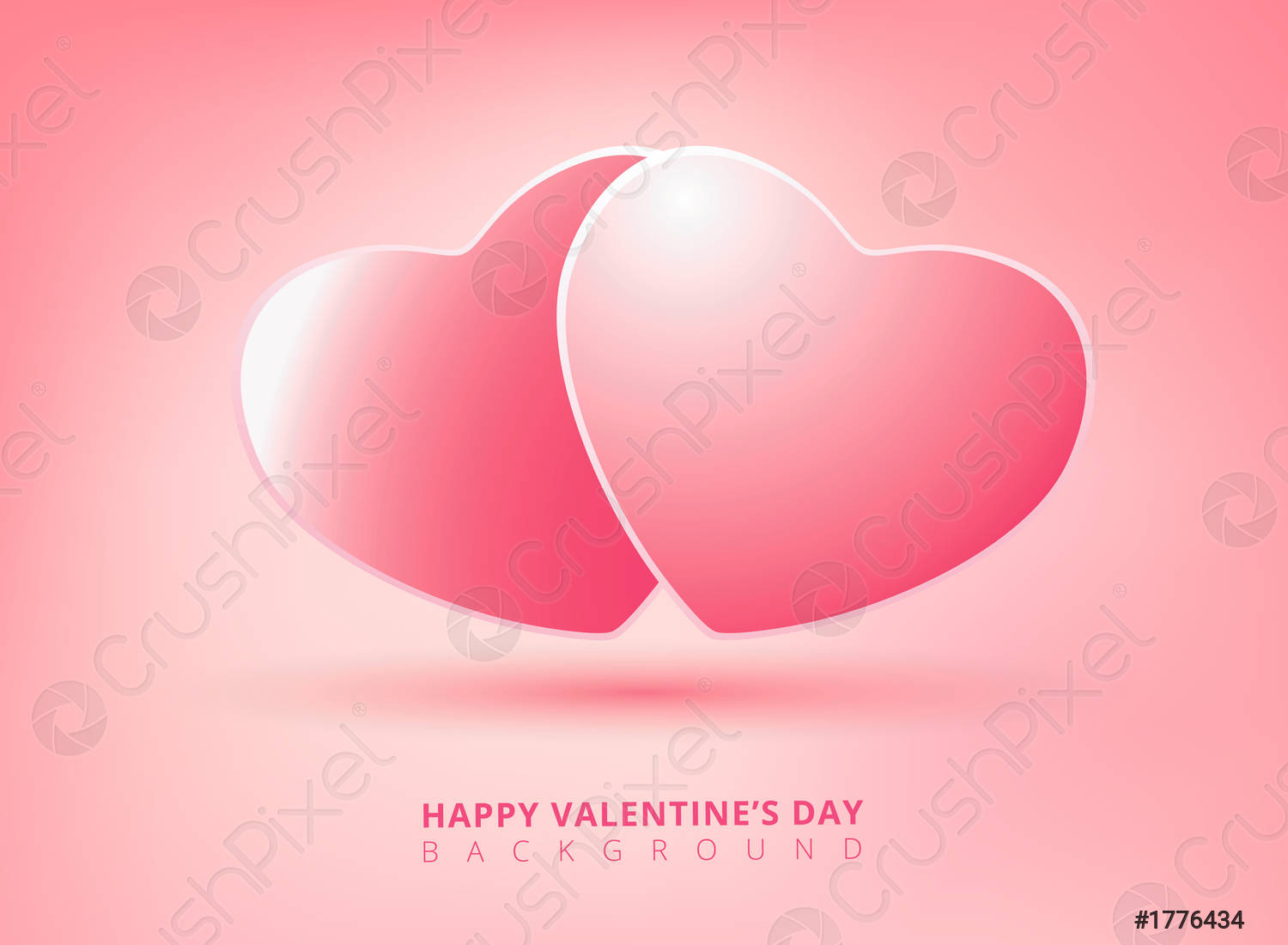 Happy valentines day on pink background with twin hearts Vector