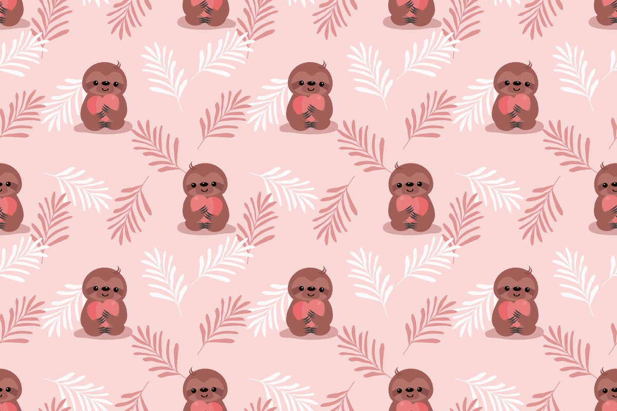 Cute Sloth and Heart Seamless Pattern Graphic by thanaporn.pinp · Creative Fabrica
