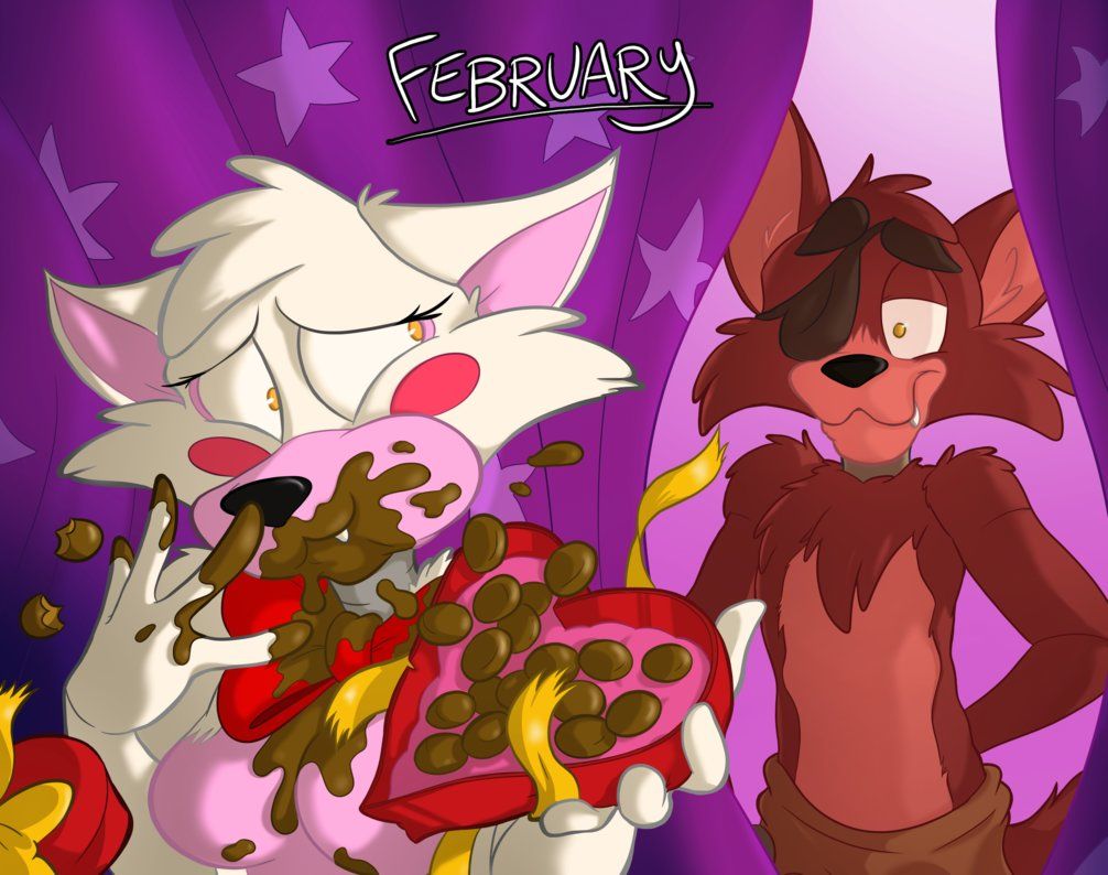 I don't know if it's something that is often said, but have a happy February! XD Well, we're continuing the calendar,. Fnaf drawings, Anime fnaf, Foxy and mangle