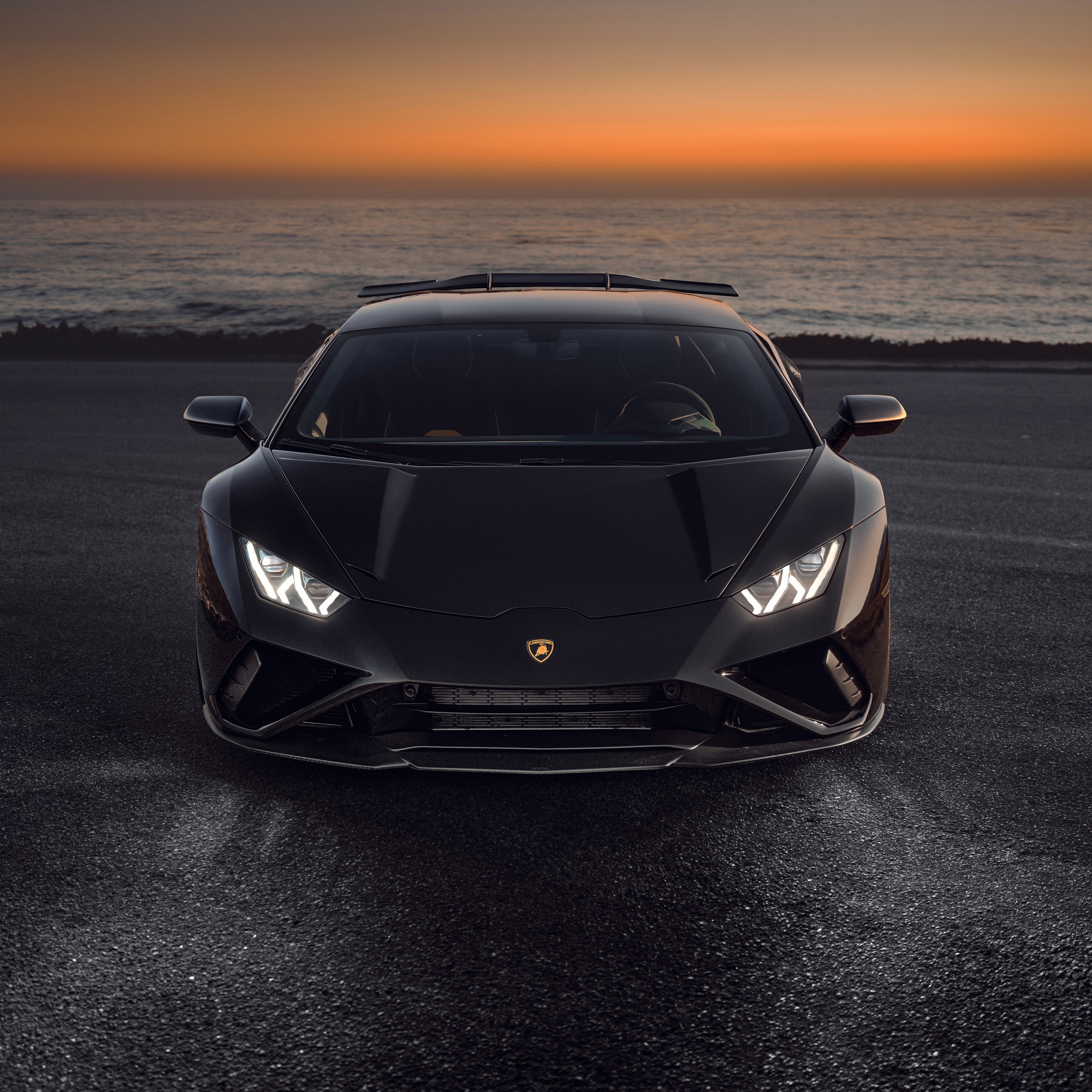 Novitec Lamborghini Huracán EVO RWD Wallpaper 4K, Black cars, Sunset, 5K, 8K, Cars