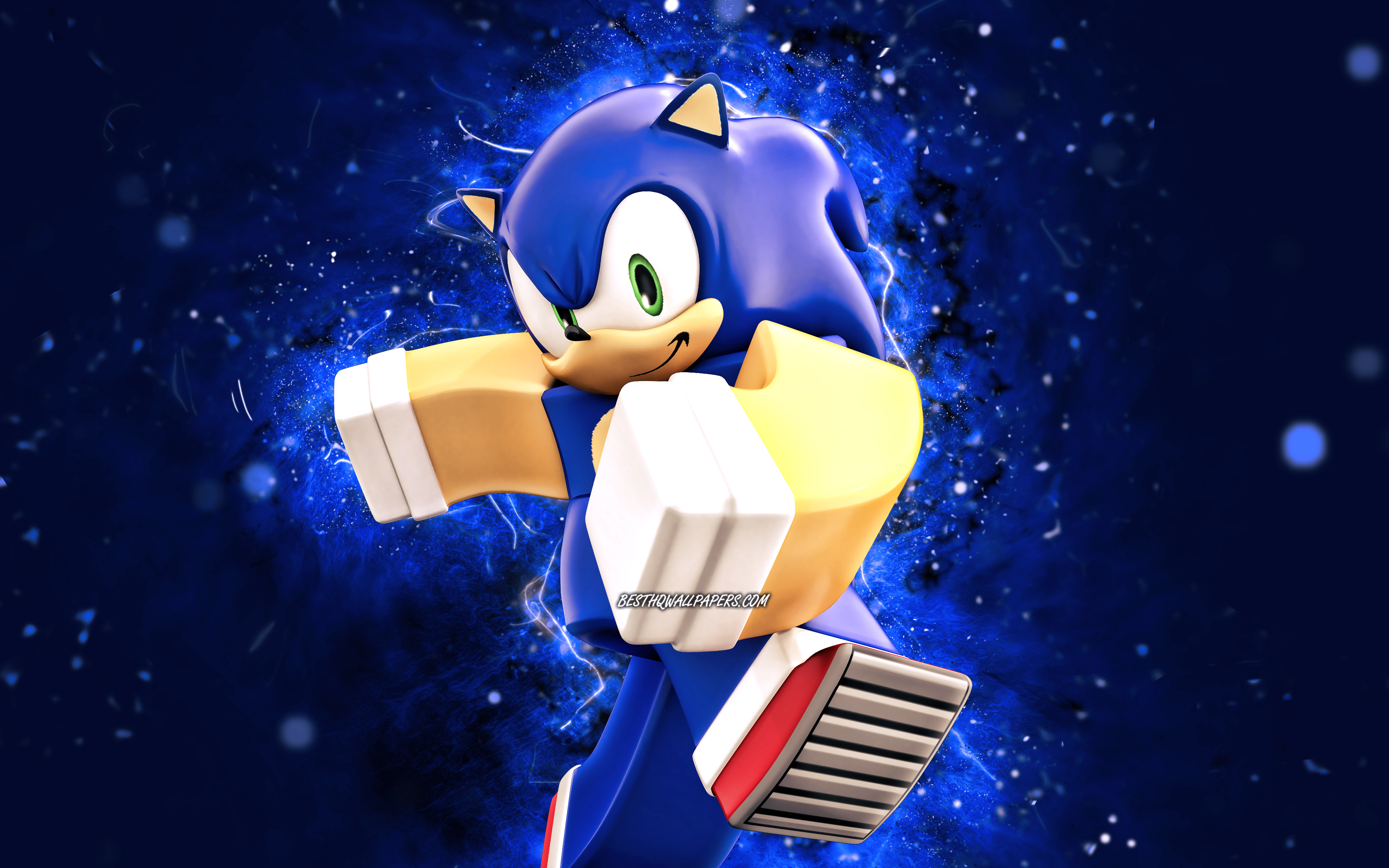 Download wallpaper Sonic the Hedgehog, 4k, blue neon lights, Roblox, Heroes of Robloxia, Roblox characters, Sonic Roblox, Sonic the Hedgehog Roblox, Sonic the Roblox for desktop with resolution 3840x2400. High Quality HD