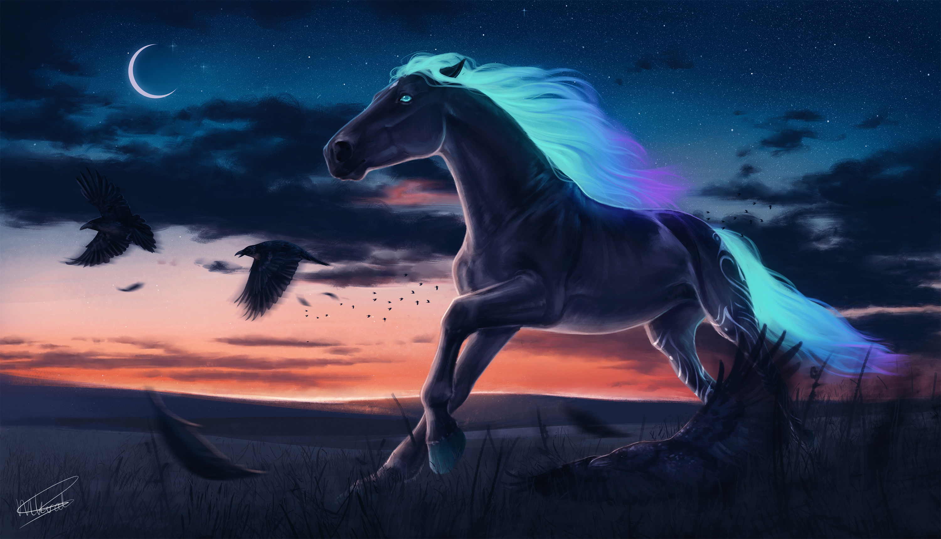 Horse Magic Moon Digital Art, HD Artist, 4k Wallpaper, Image, Background, Photo and Picture