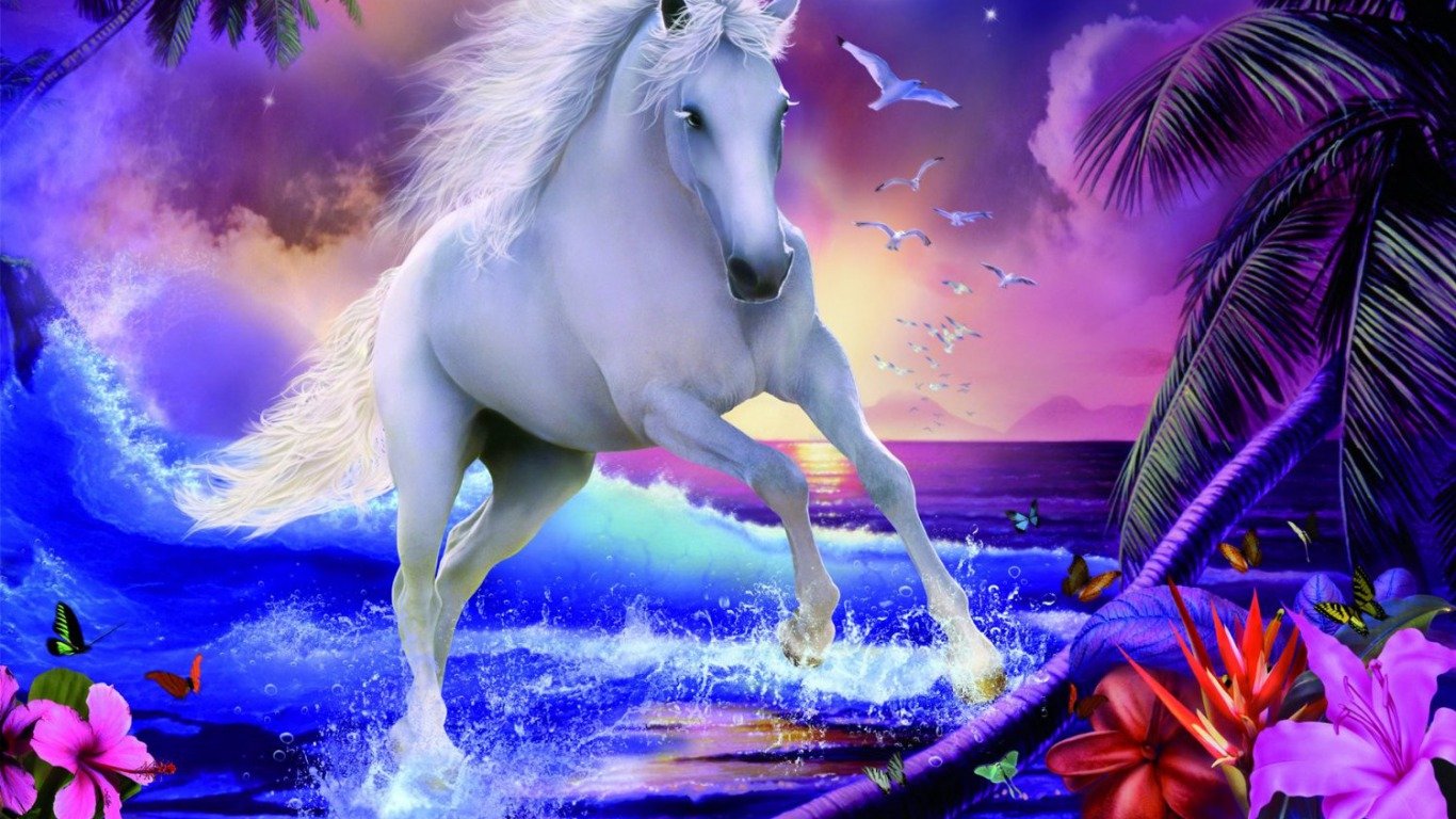 unicorn wallpaper hd, unicorn, fictional character, mythical creature, horse, cg artwork